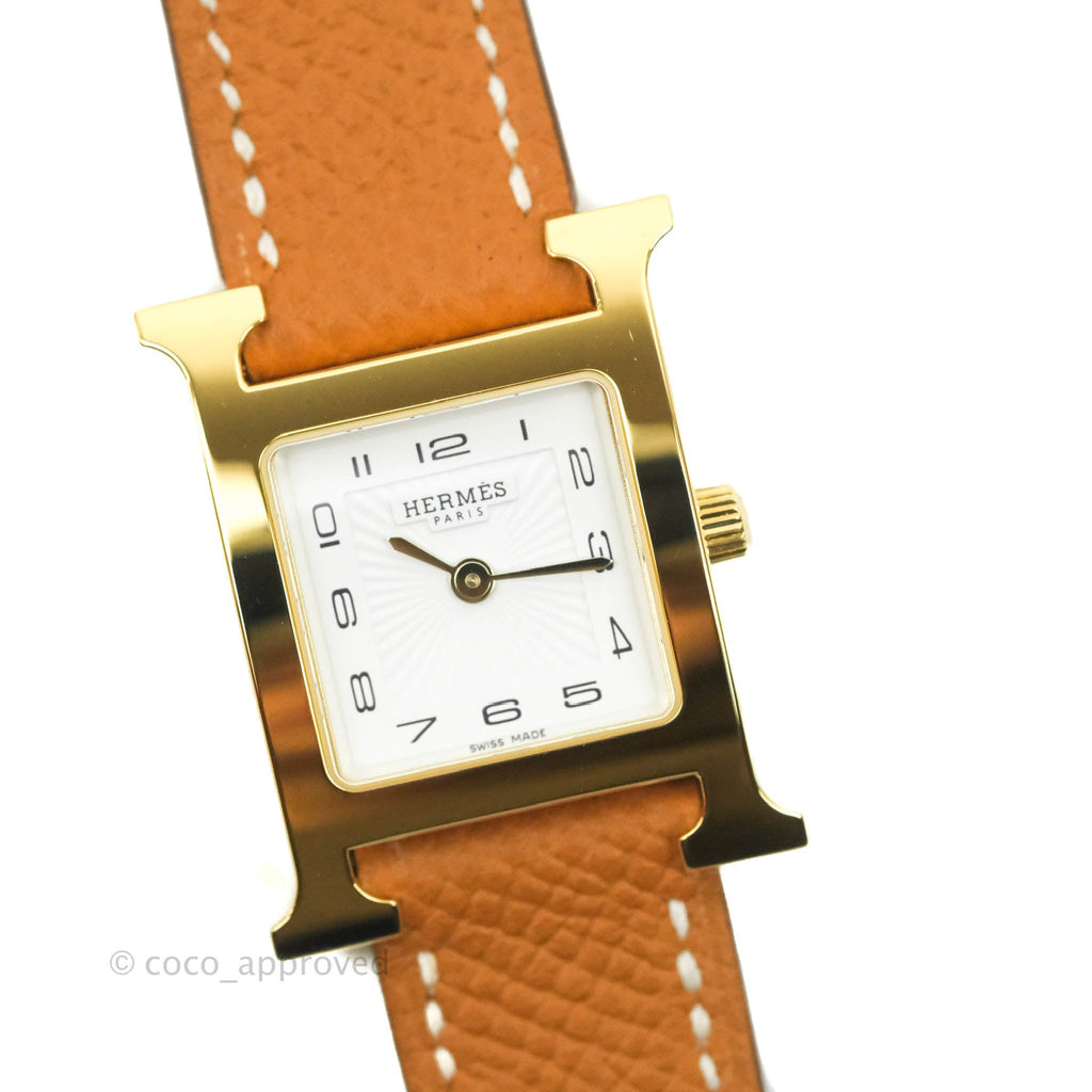 Hermès Heure H PM Watch Gold Epsom Gold Hardware