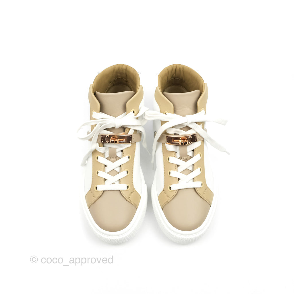 Hermes Daydream High-top Sneaker Multicolore Blanc Rose Gold Size 37.5