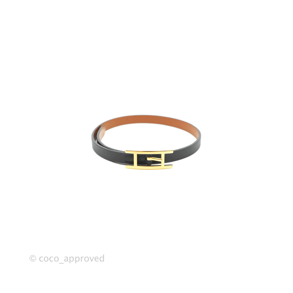 Hermès Veau Behapi Single Tour Bracelet Black Fauve