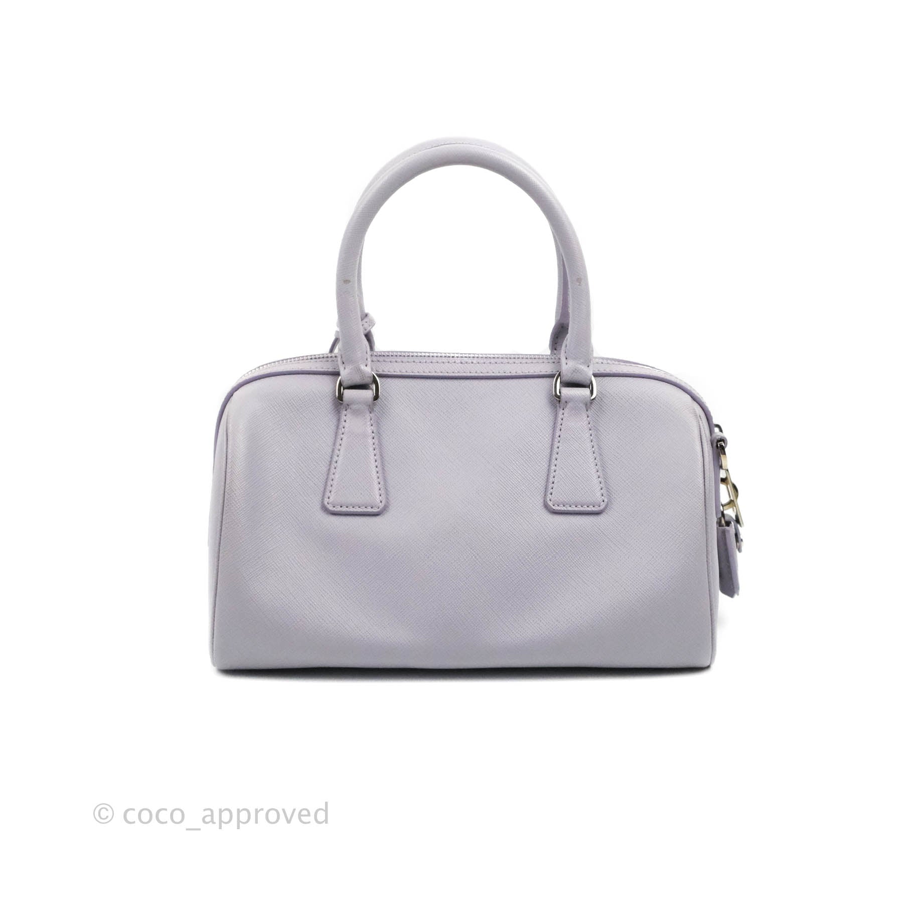 Sold at Auction: Prada Grey Saffiano Leather Mini Boston Shoulder Bag