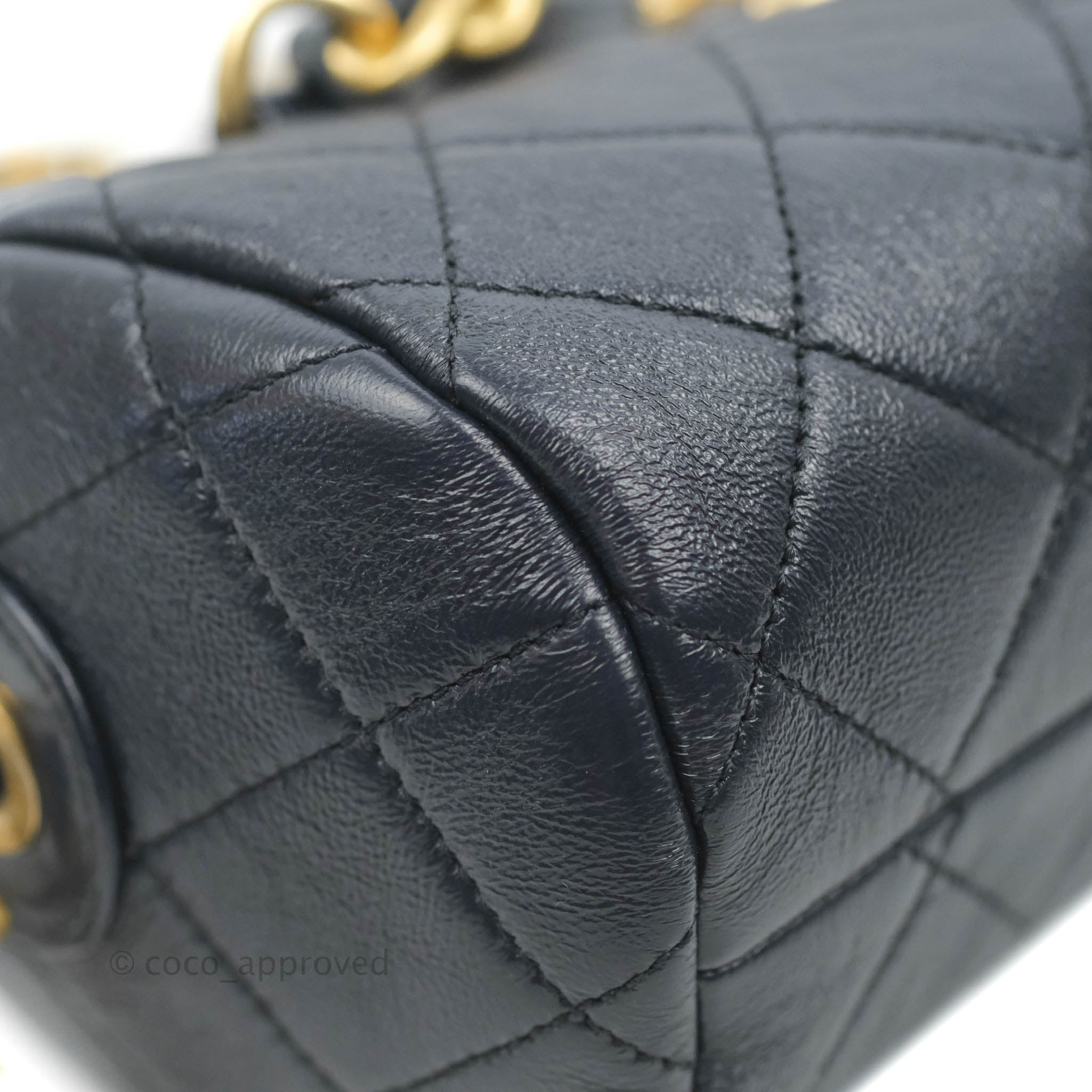 CHANEL Lambskin Quilted Trendy CC Bowling Bag Black 170387