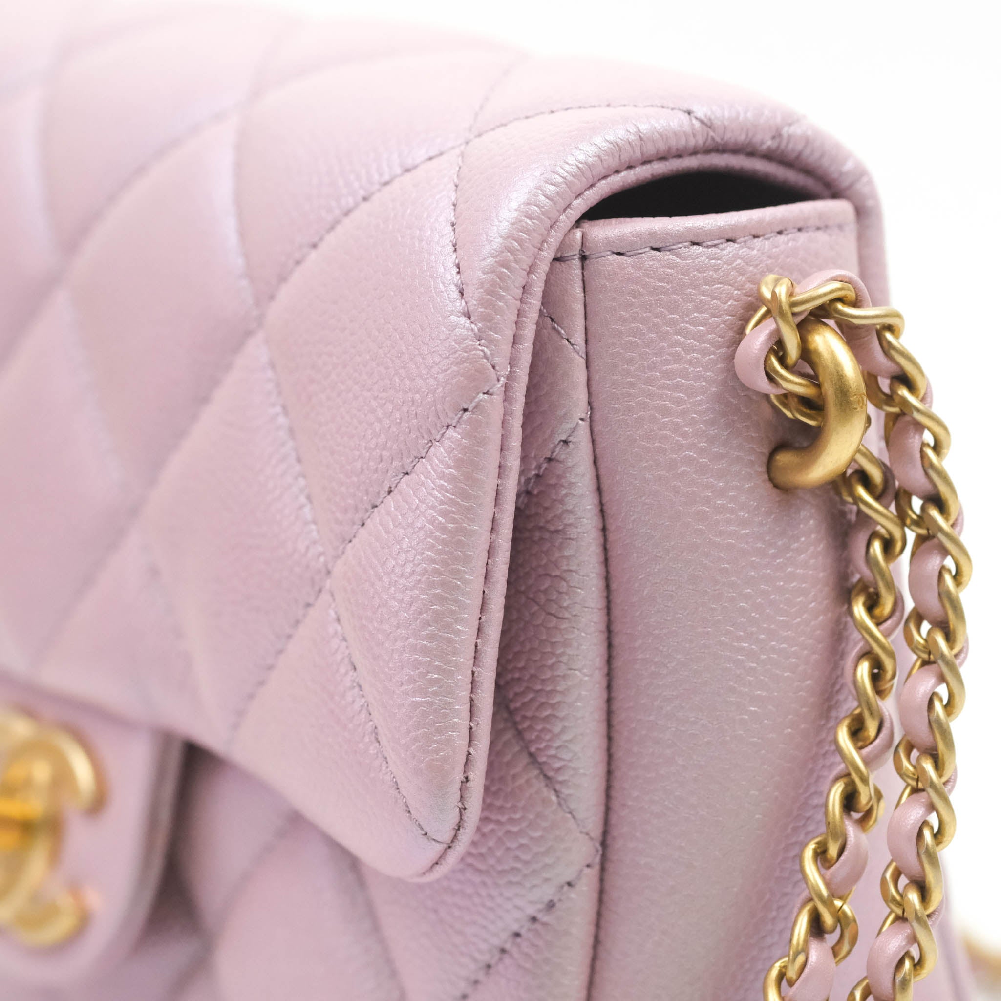 Chanel Quilted My Perfect Mini Iridescent Pink Caviar Aged Gold
