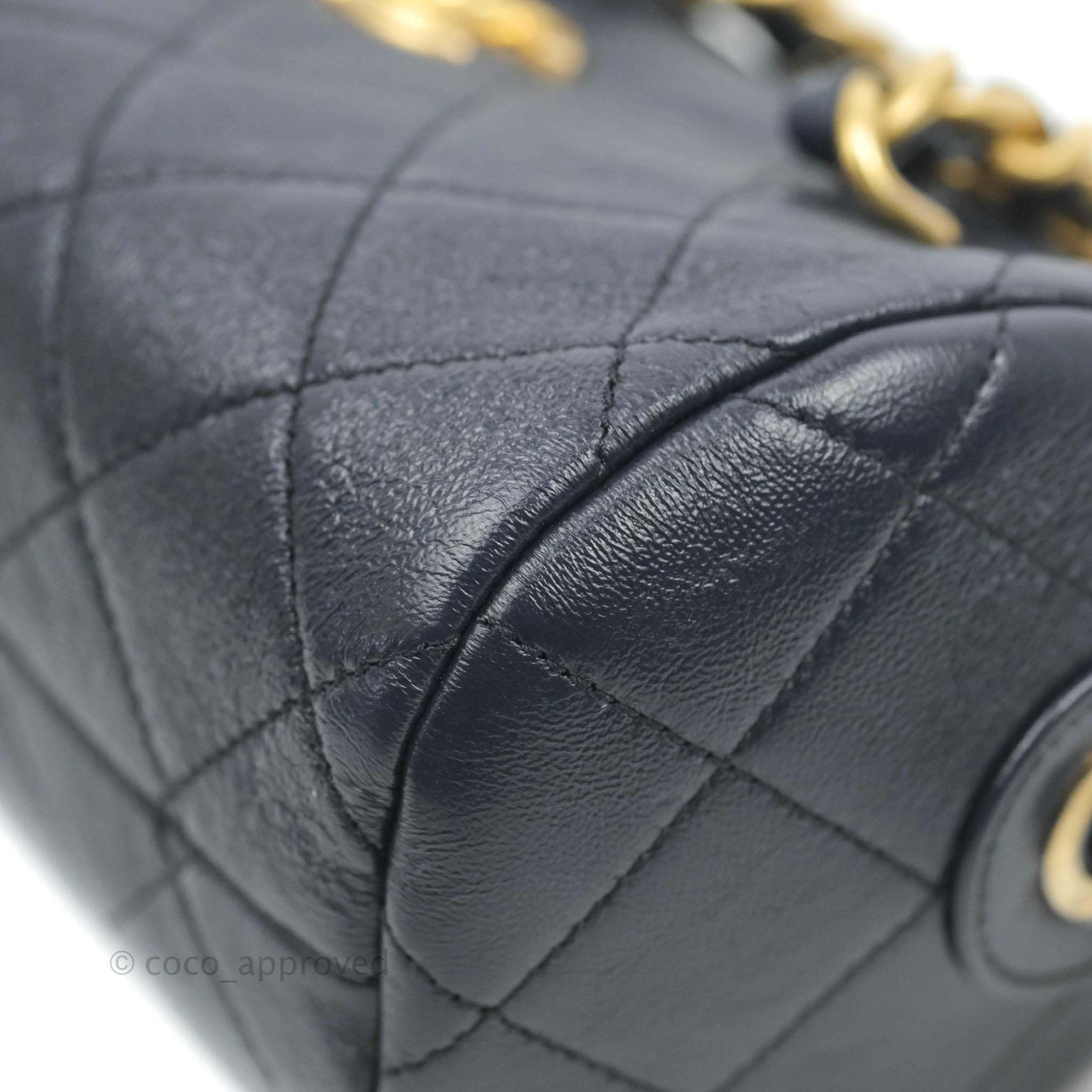 CHANEL Shiny Lambskin Quilted Fashion Therapy Bowling Bag Black