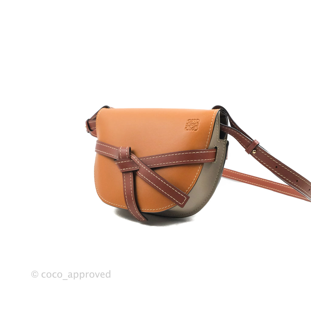 Loewe Small Gate Bag Smooth Calfskin Amber/Light Grey/Rust