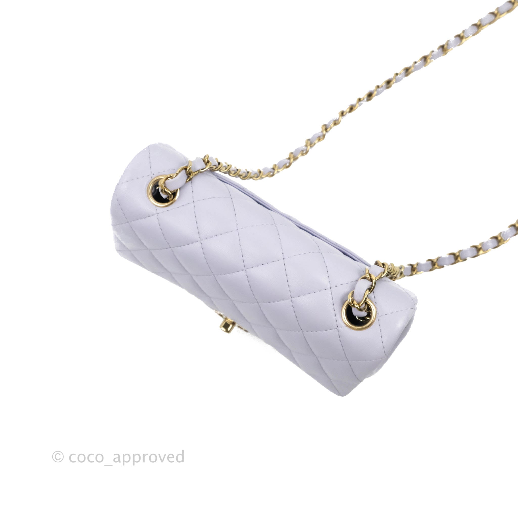 CHANEL 2021 METAL, FAUX PEARL AND CHAIN FLAP BAG NECKLACE