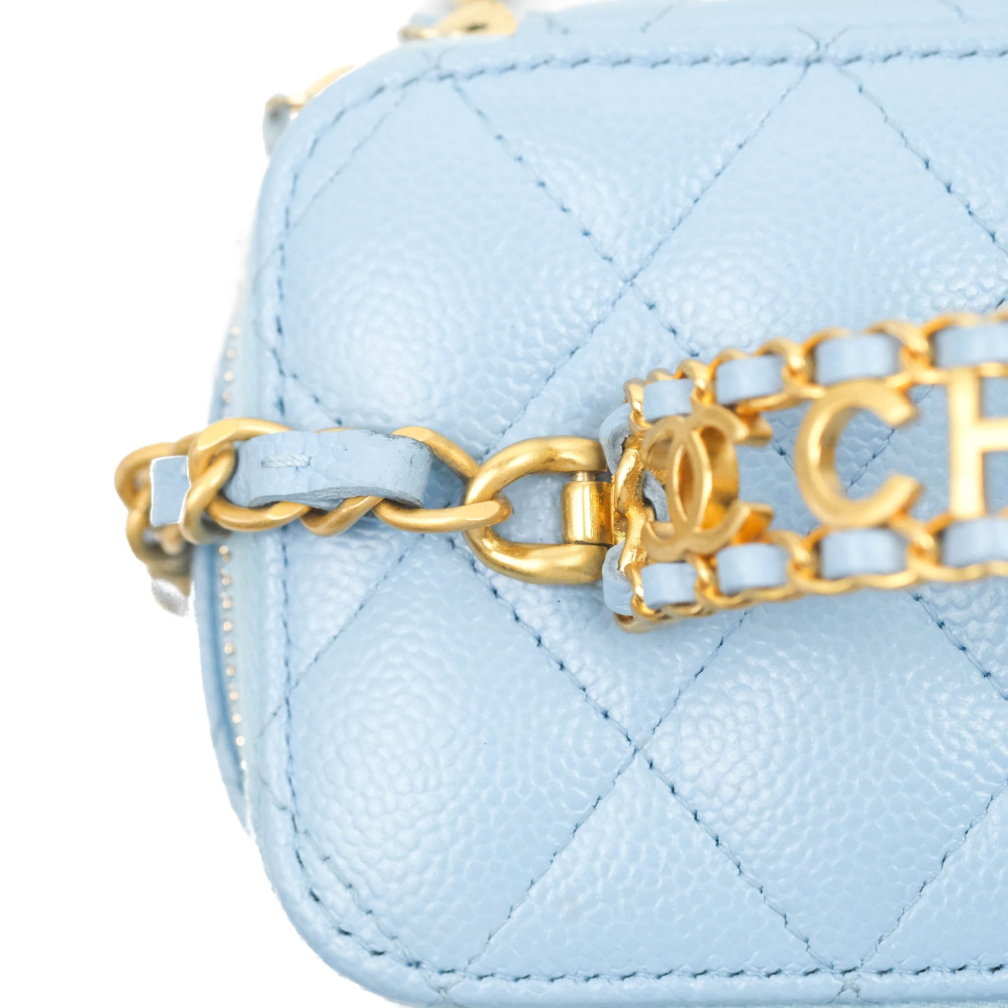 Chanel Light Blue Quilted Caviar Chanel Top Handle Vanity Case, myGemma, CH