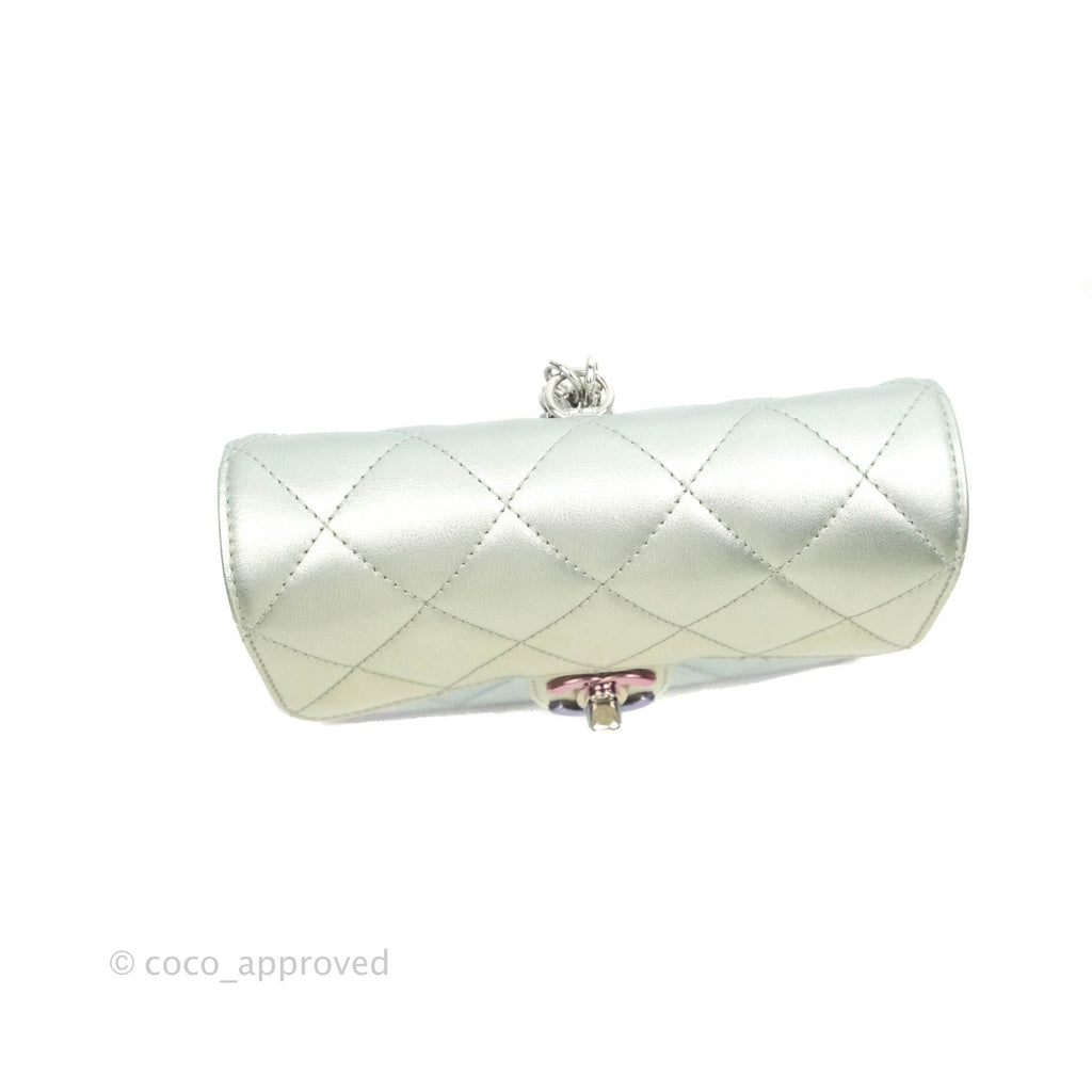 Chanel Wristlet Clutch Iridescent Rainbow Calfskin Leather 21K