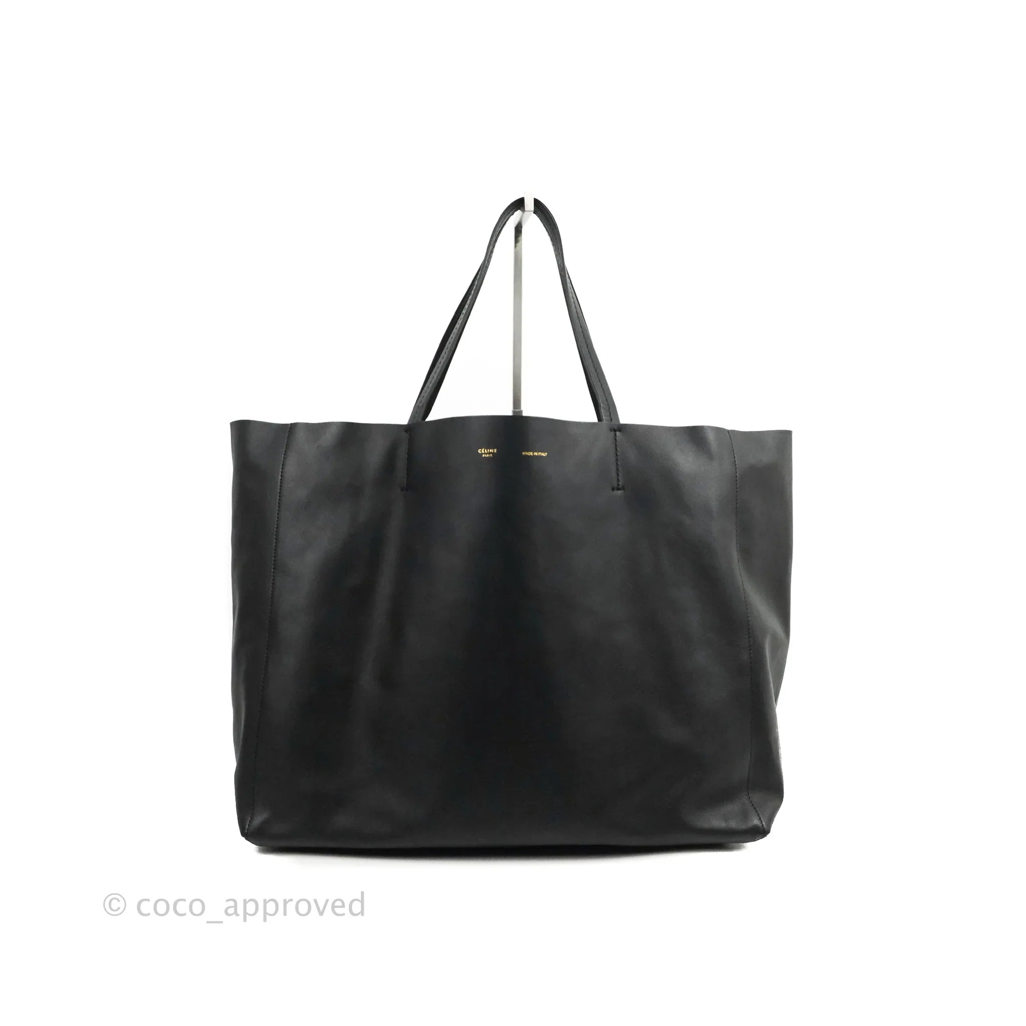 Celine Large Horizontal Cabas Tote Bag Black Calfskin – Coco