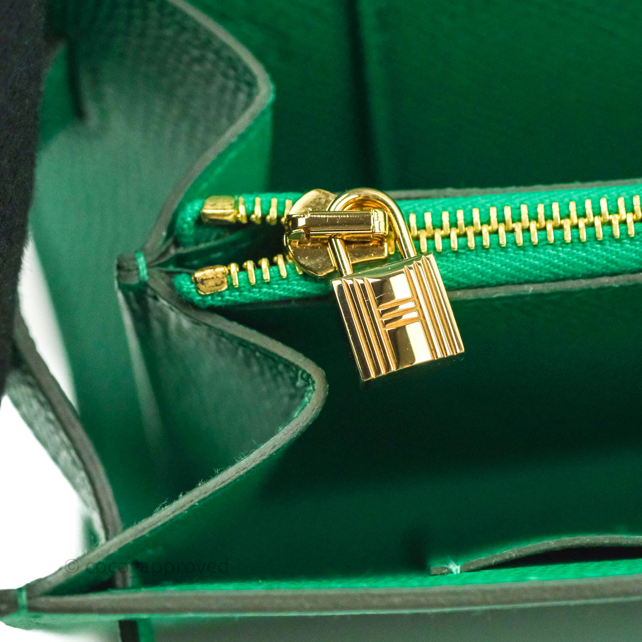 Hermes Constance Wallet with Chain Togo Leather Gold Hardware In Green