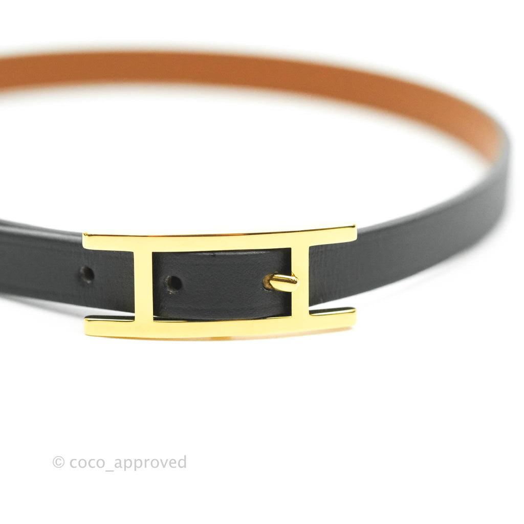 Hermès Veau Behapi Single Tour Bracelet Black Fauve