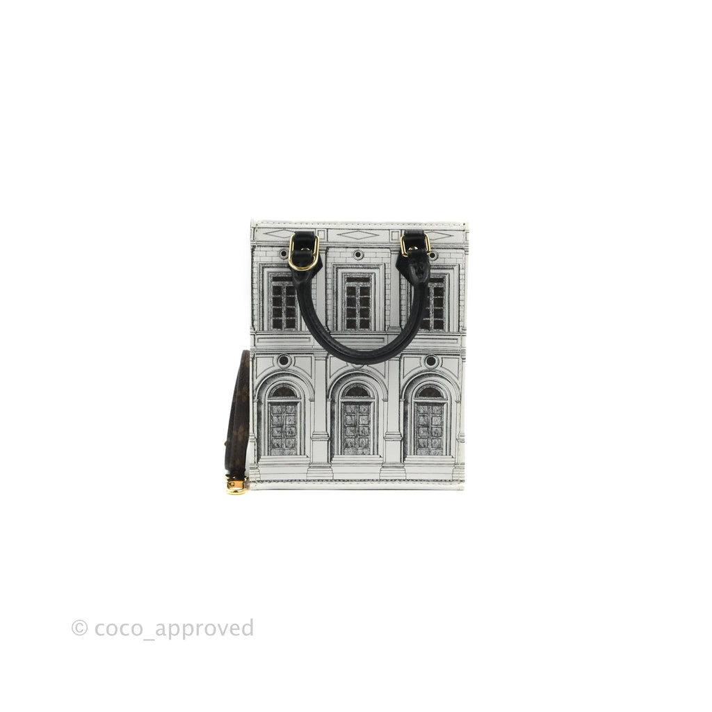 Louis Vuitton X Fornasetti Calfskin Architettura Petit Sac Plat Black White