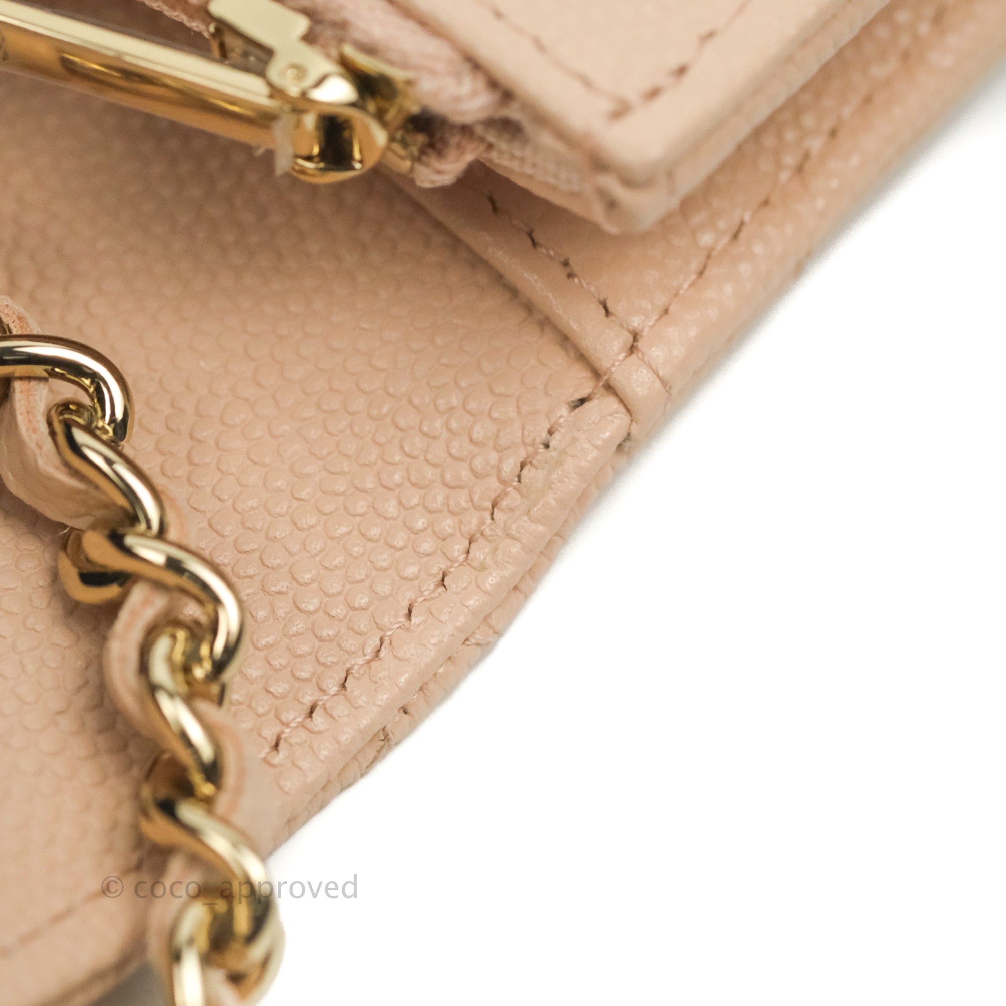 Chanel Quilted Classic Wallet on Chain WOC Light Beige Caviar