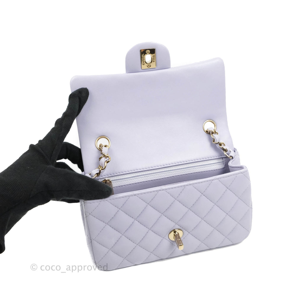 Chanel Quilted Mini Rectangular Flap Lilac Lambskin Gold Hardware