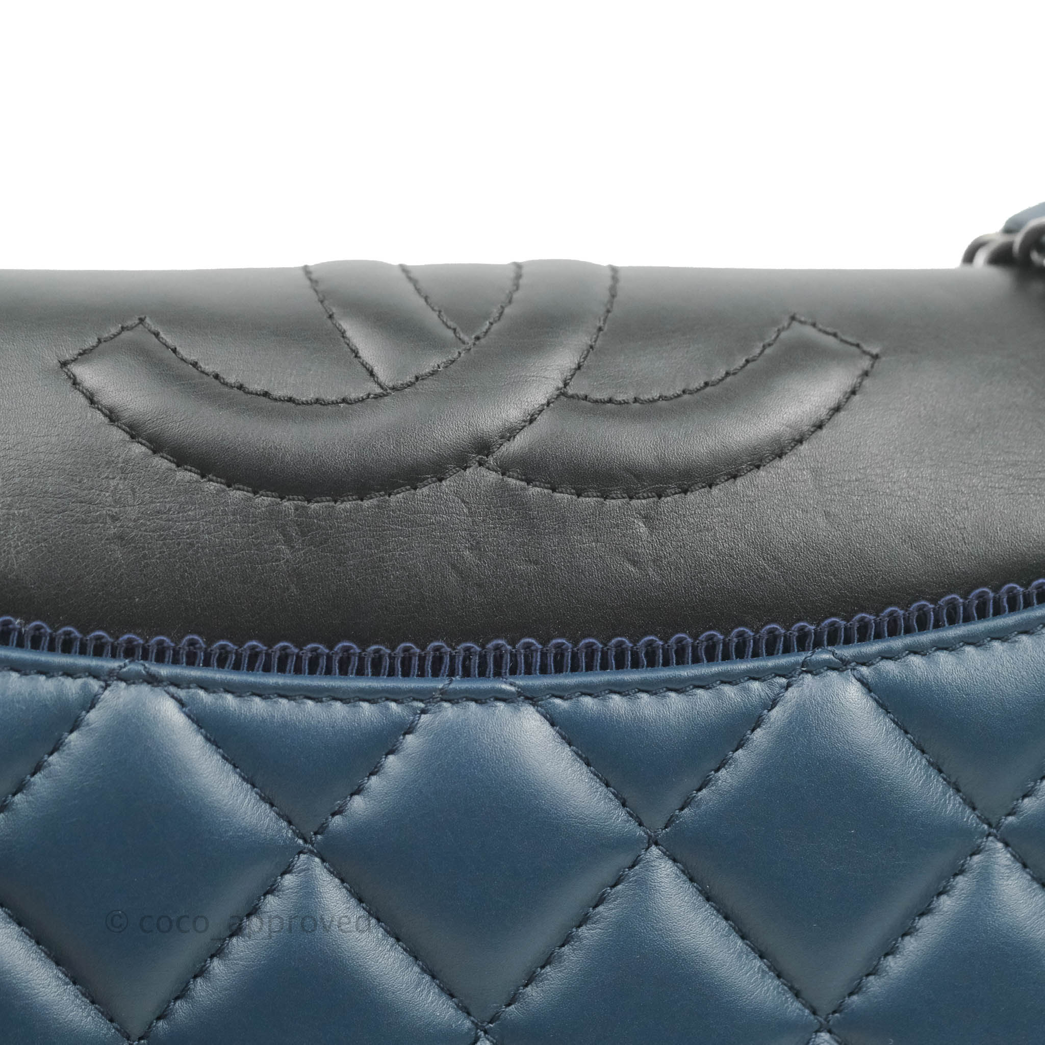 Chanel Quilted Ballerina Small Flap Bag Blue Black Ruthenium