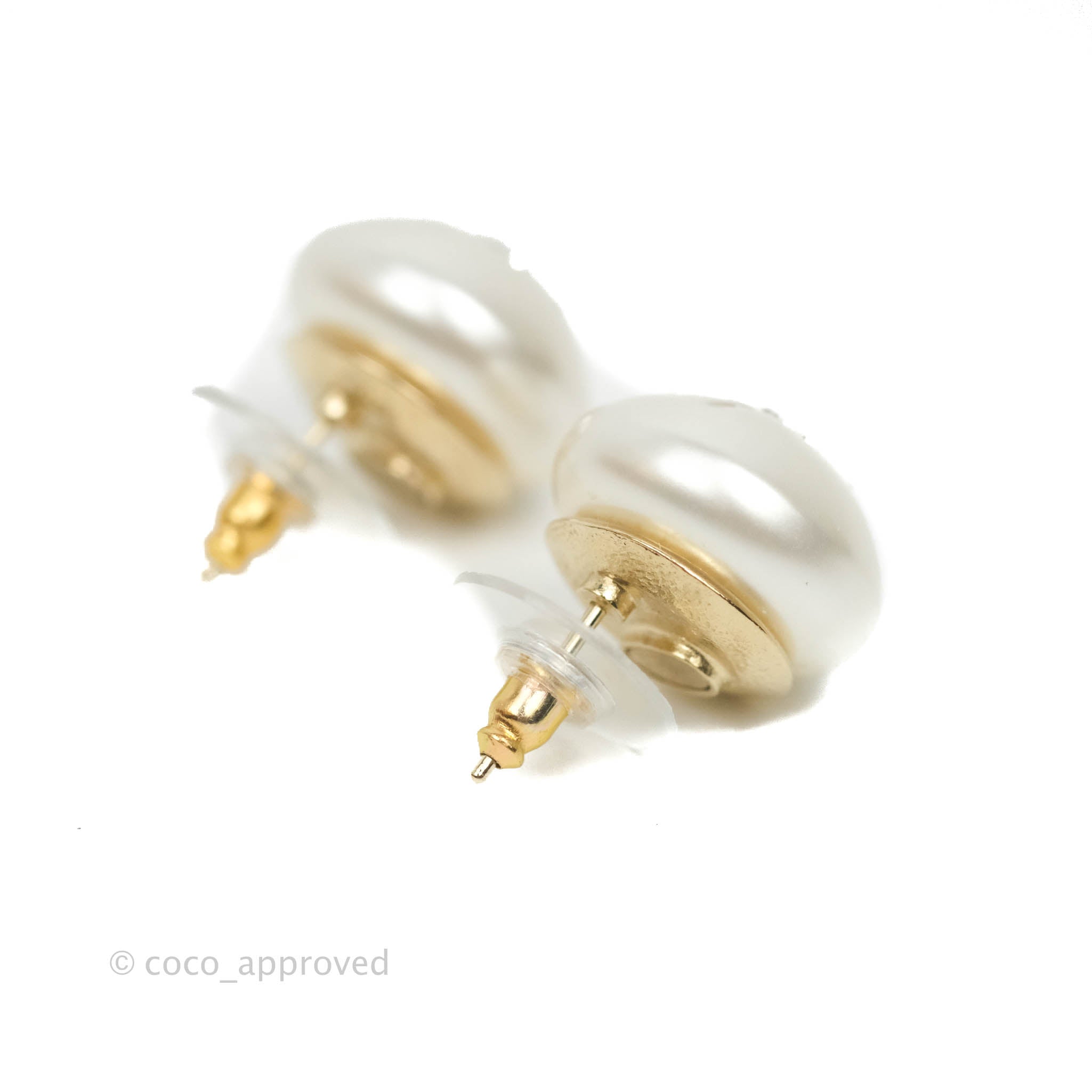 Chanel CC Earrings, Gold/Mother-of-pearl - Laulay Luxury