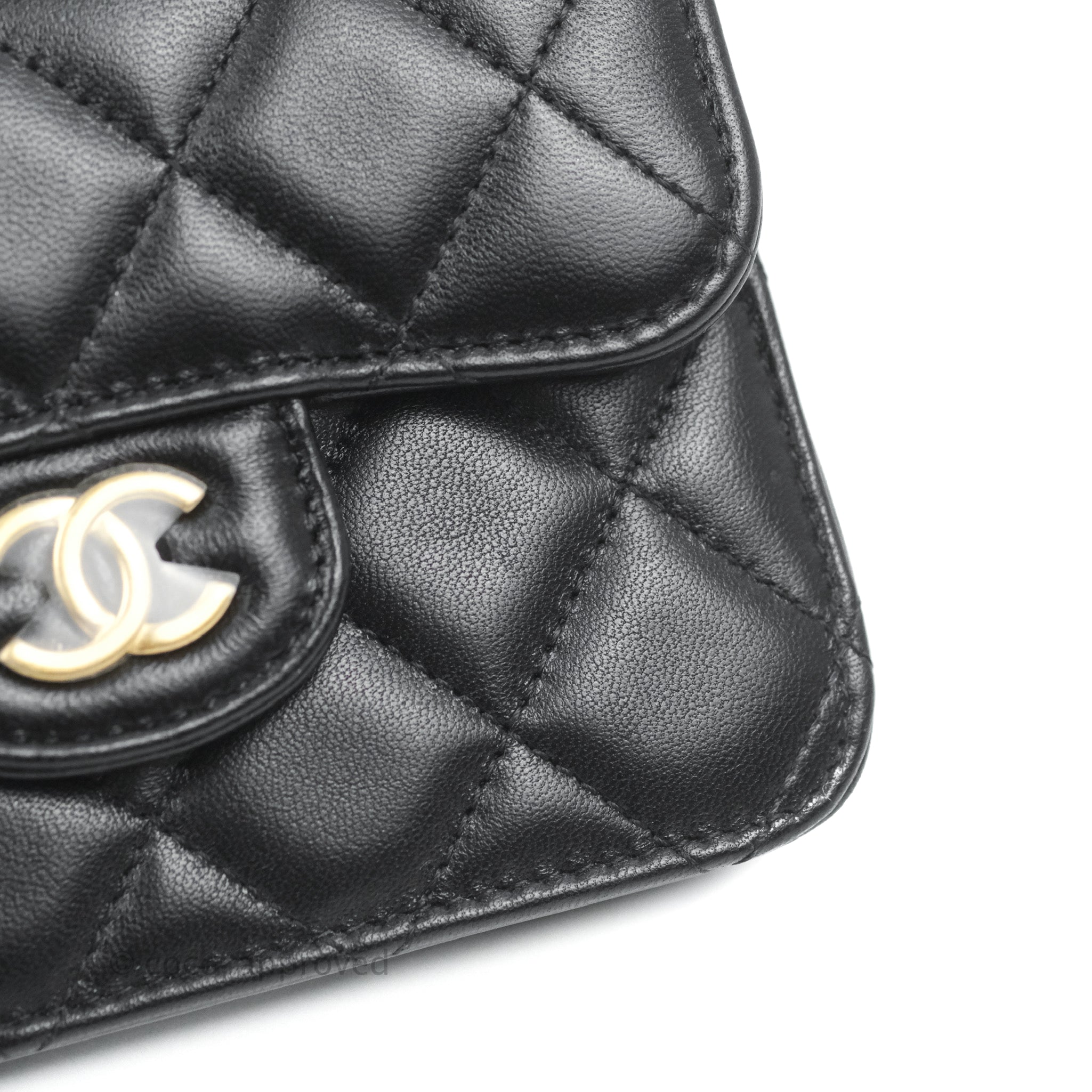 Chanel Mini Handle Flap Coin Purse With Chain Black Lambskin Gold Hard – Coco  Approved Studio