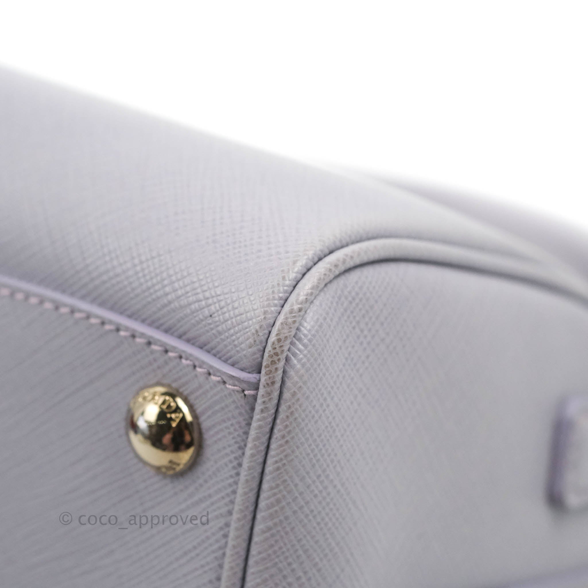 Sold at Auction: Prada Lavender Saffiano Leather Small Bauletto Bag