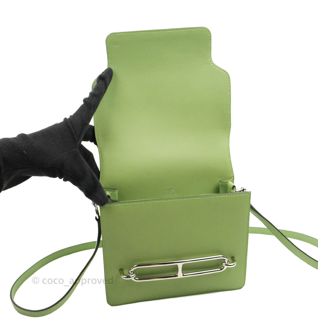 Hermès Roulis Mini 18 Evercolor Vert Criquet Palladium Hardware
