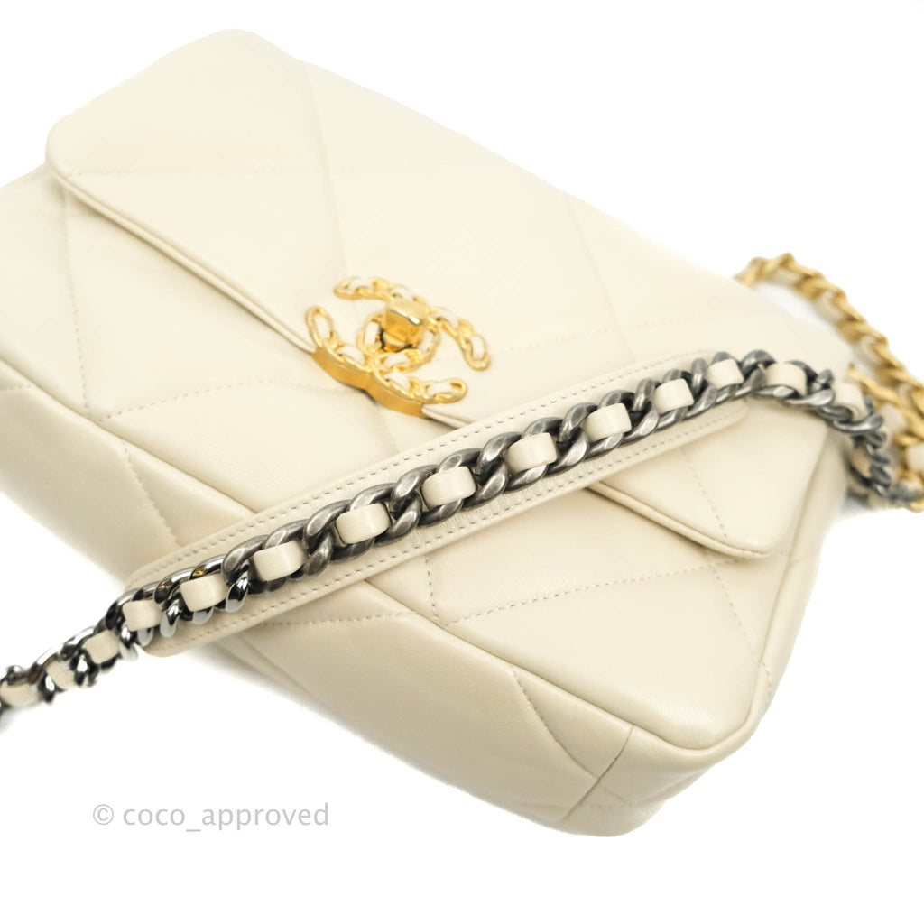 Chanel 19 Small Light Beige Lambskin Mixed Hardware 21C