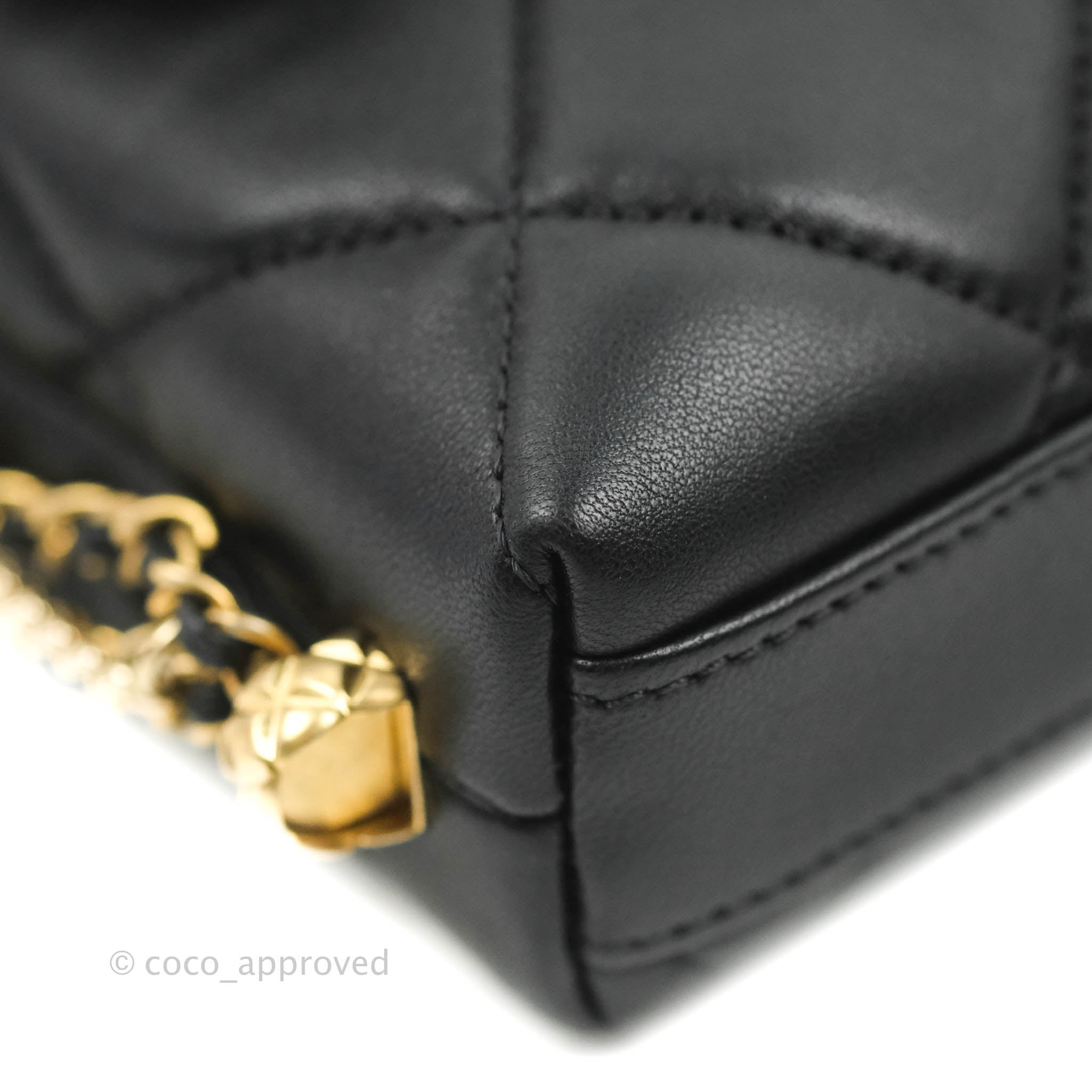 CHANEL CC Logo Pearl Mini Flap Messenger Bag Gold