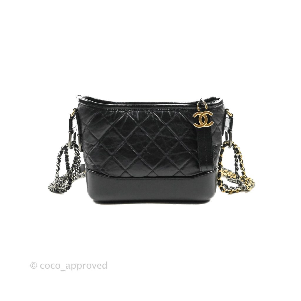 Chanel Quilted Small Gabrielle Hobo Black Calfskin Mixed Hardware