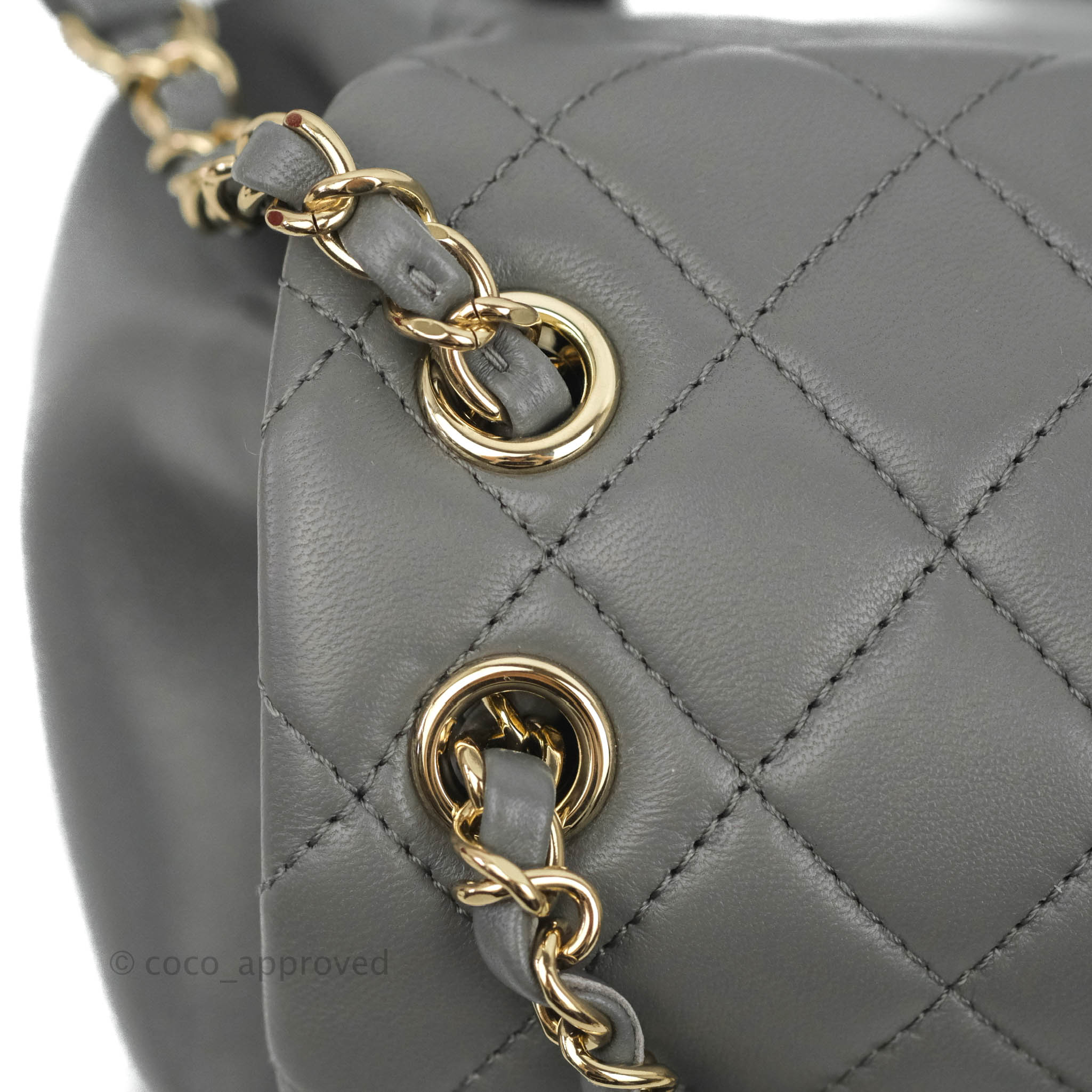 CHANEL Lambskin Quilted Small Duma Drawstring Backpack White 1161566