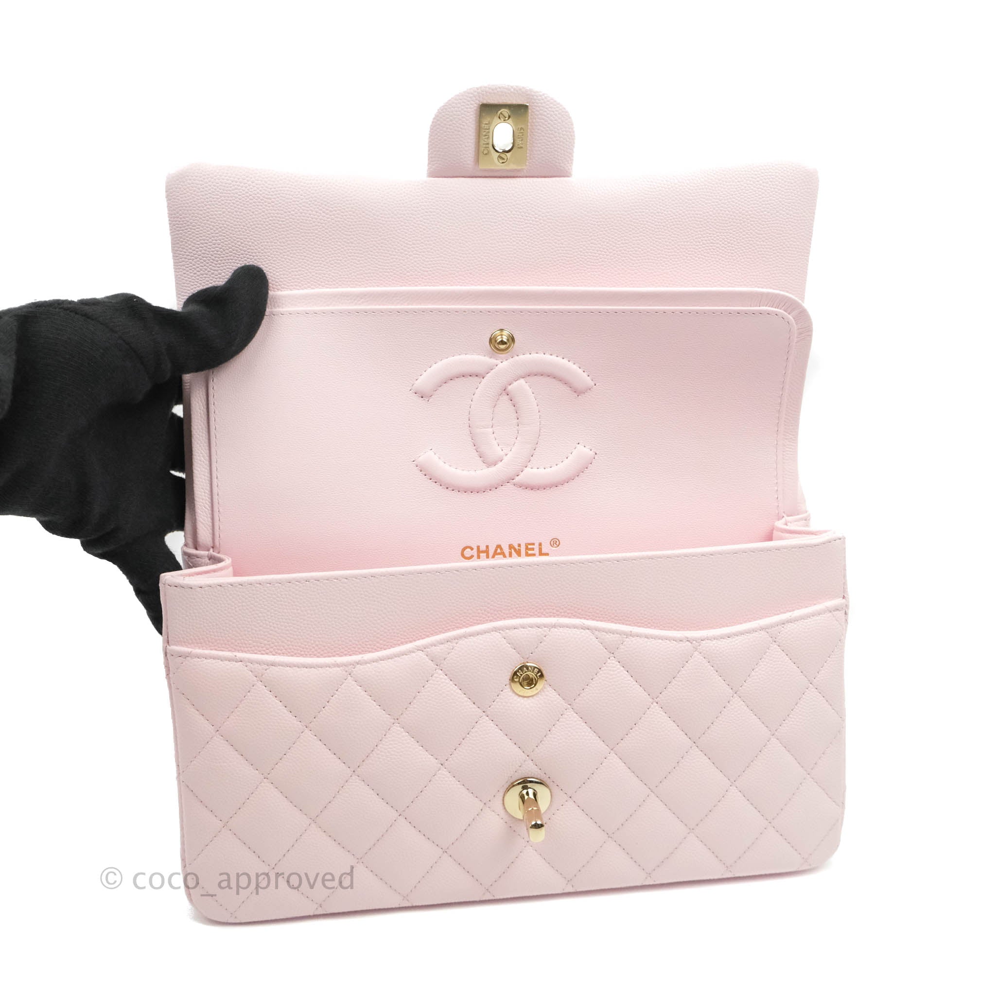 Chanel Classic M/L Medium Flap Quilted Pink Caviar Gold Hardware 22P – Coco  Approved Studio