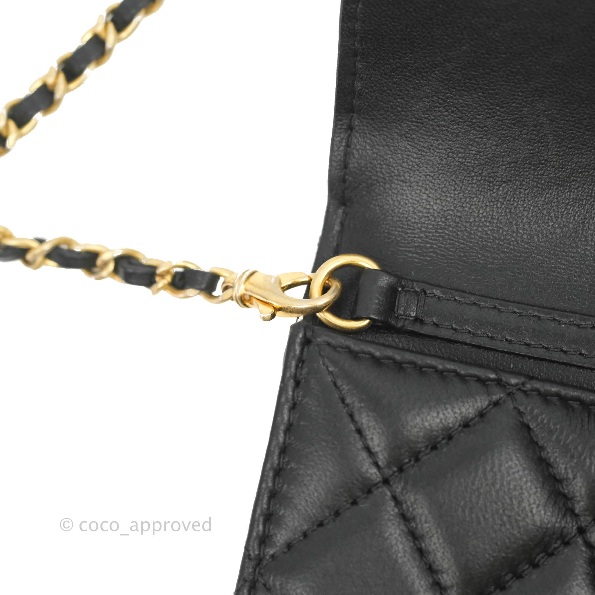 Chanel Mini Pearl Crush Clutch With Chain Belt Black Lambskin Aged