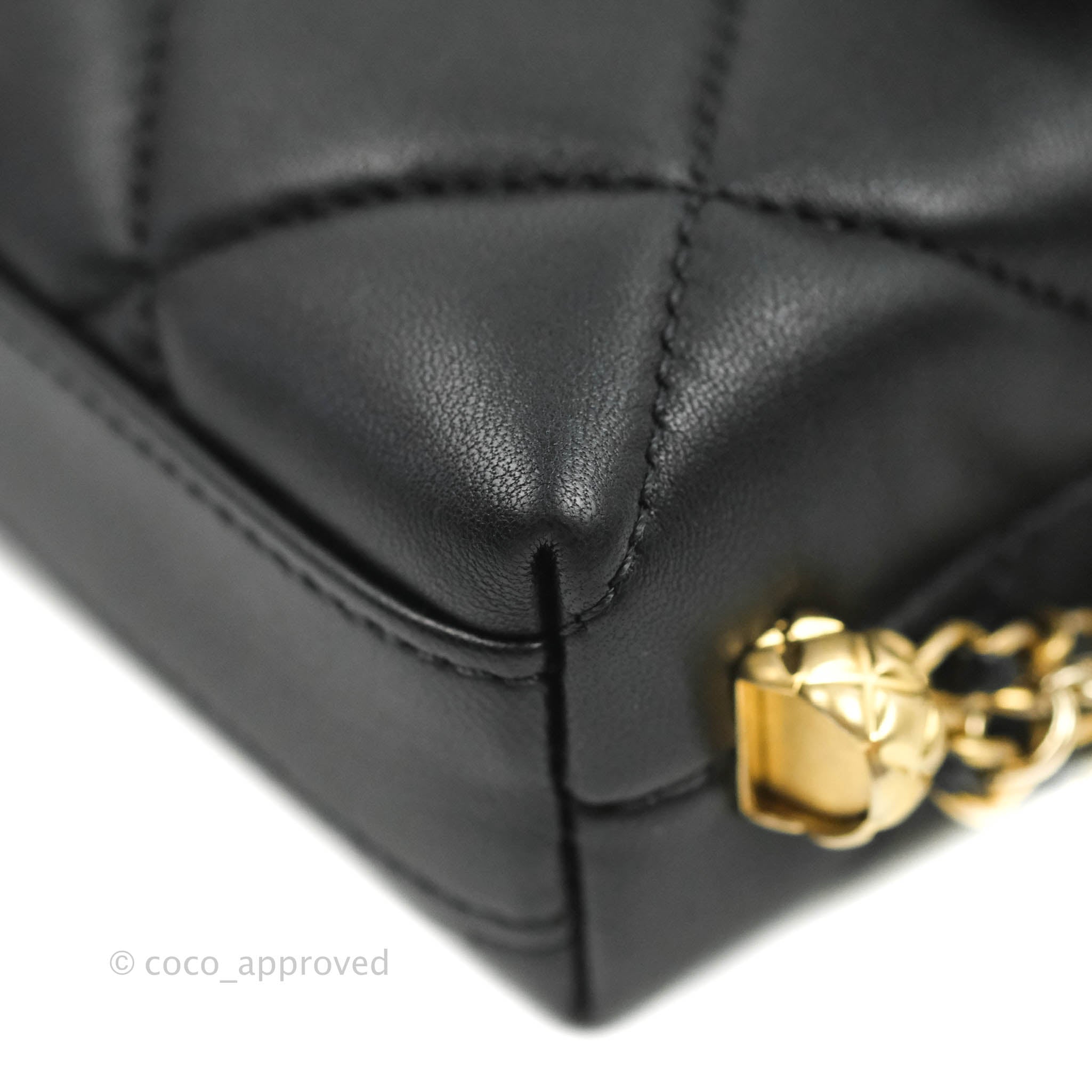 New 23C CHANEL White Lambskin Leather Mini Small Flap Bag Gold CC