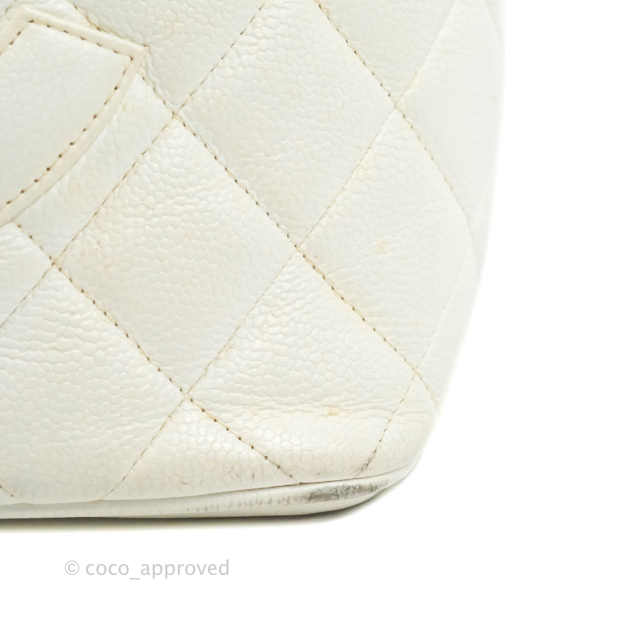 CHANEL Caviar Quilted Medallion Tote White 180322