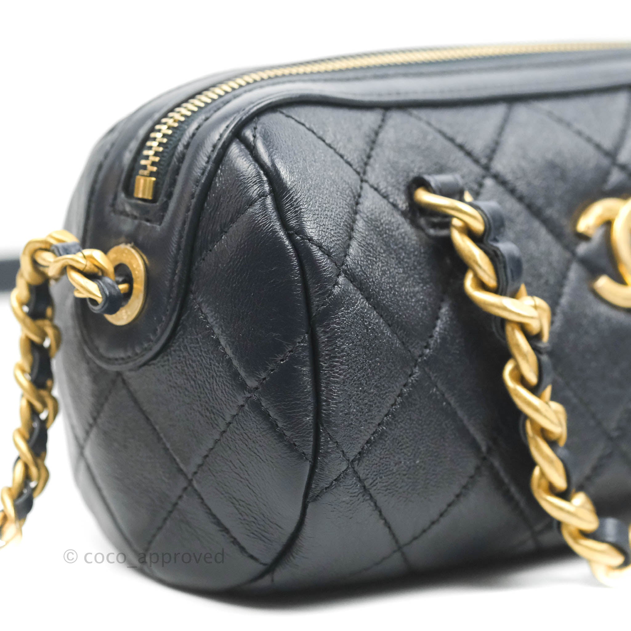 Chanel Quilted Fashion Therapy Bowling Bag Dark Navy Lambskin Gold Har –  Coco Approved Studio