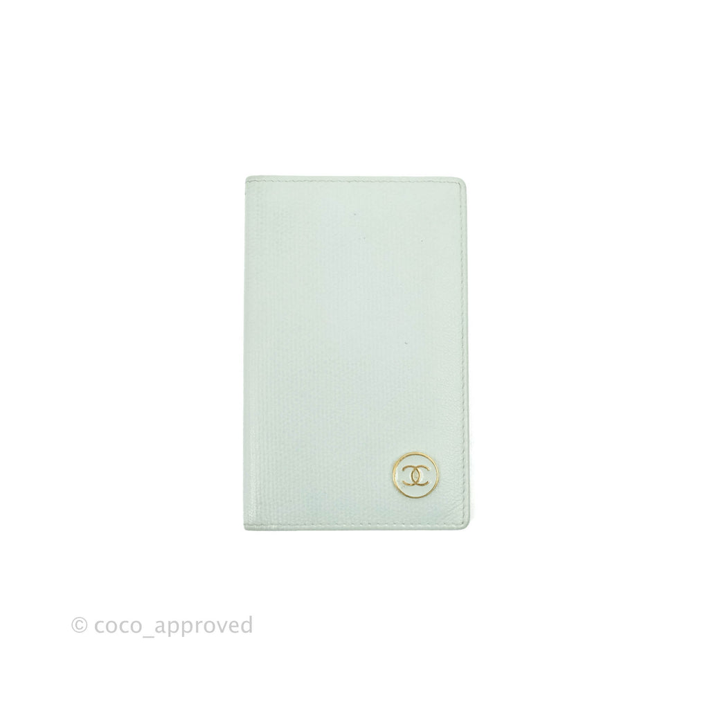 Chanel Card Holder Tiffany Blue Grained Leather