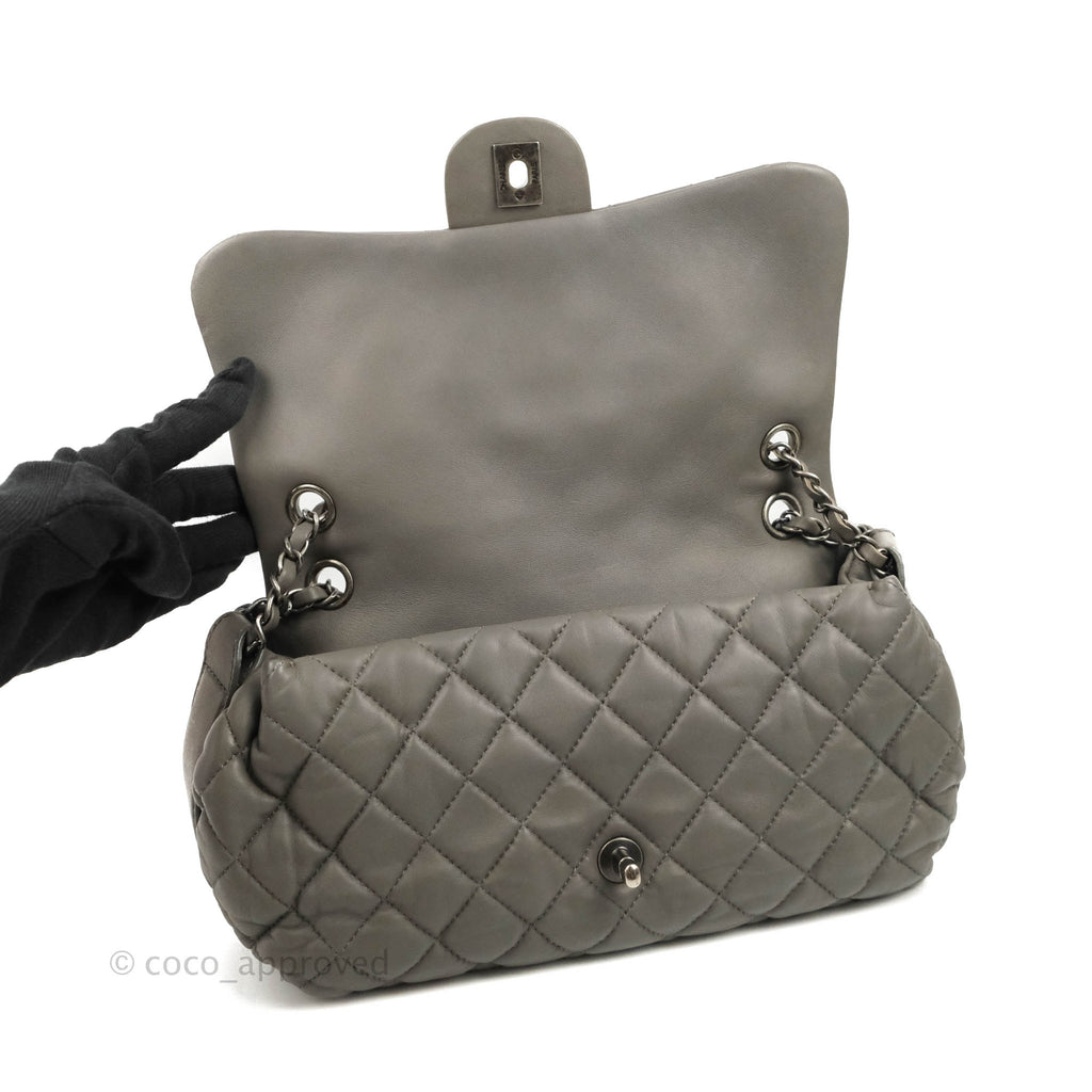 Chanel Medium Quilted Soft Accordion Flap Bag Grey Lambskin