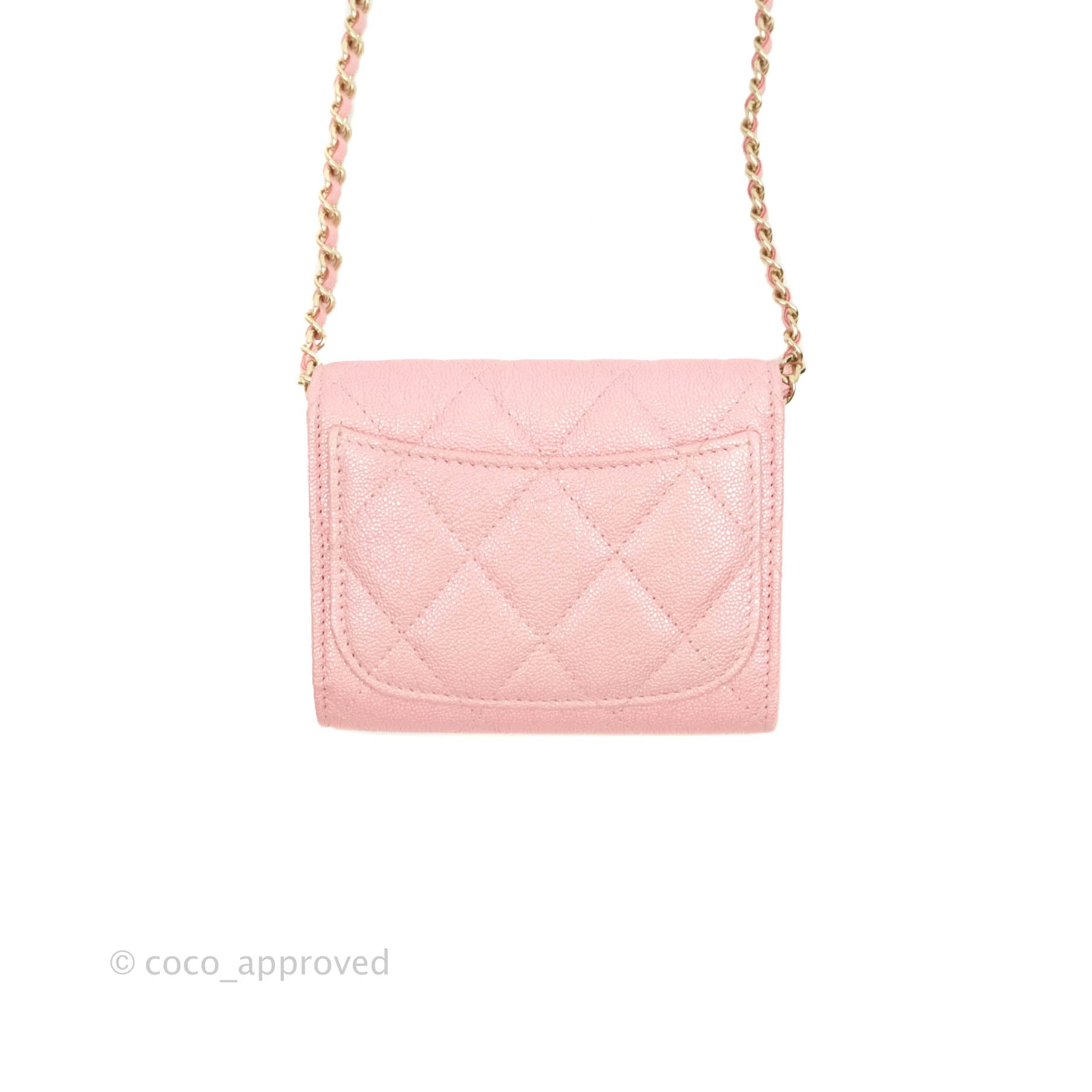 Chanel Mini Wallet With Chain Iridescent Pink Caviar Gold
