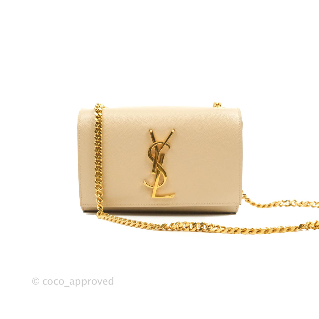 Saint Laurent Beige Kate Small Grained Leather Shoulder Bag Gold Hardware