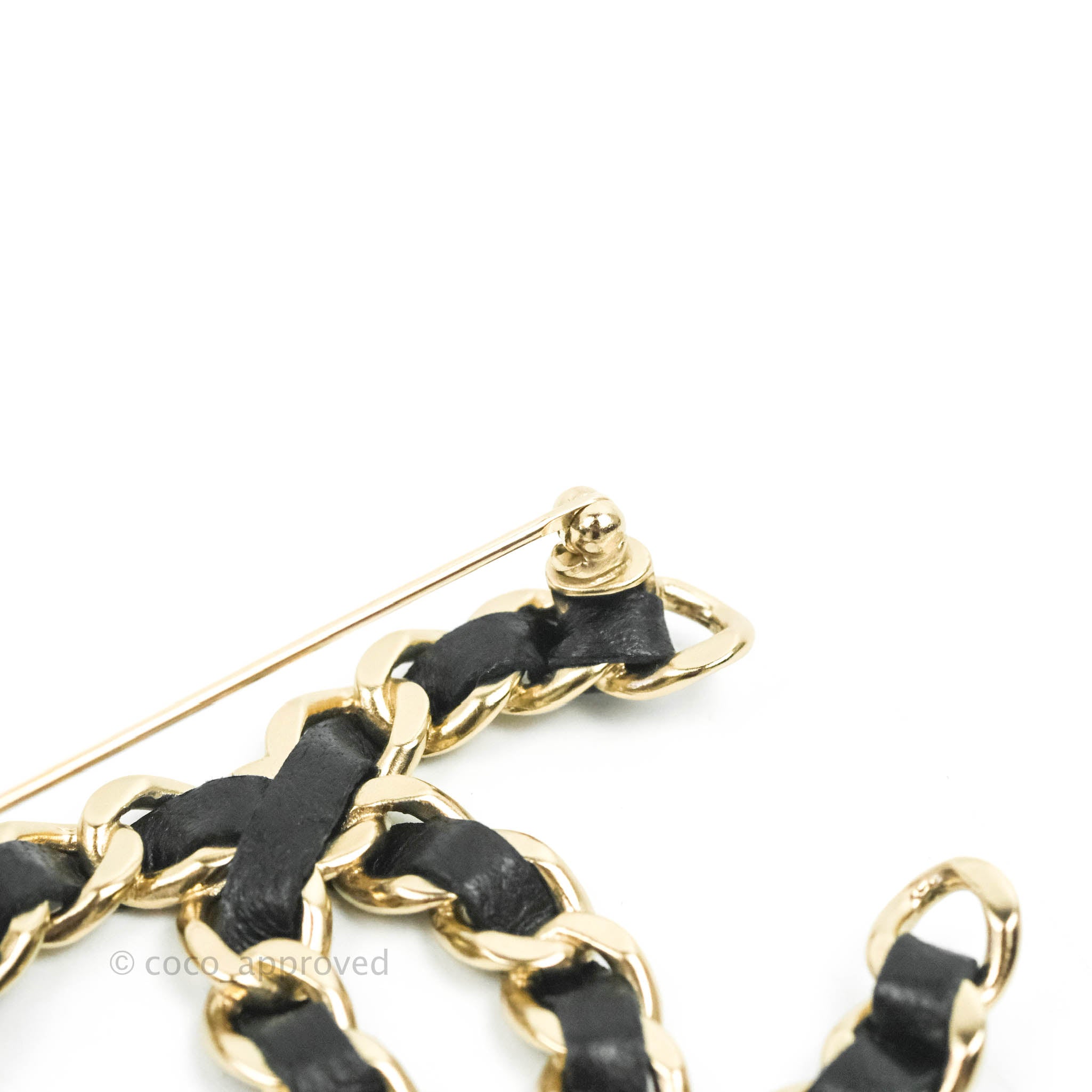 Chanel CC Braided Leather Black Brooch Gold Tone – Coco Approved