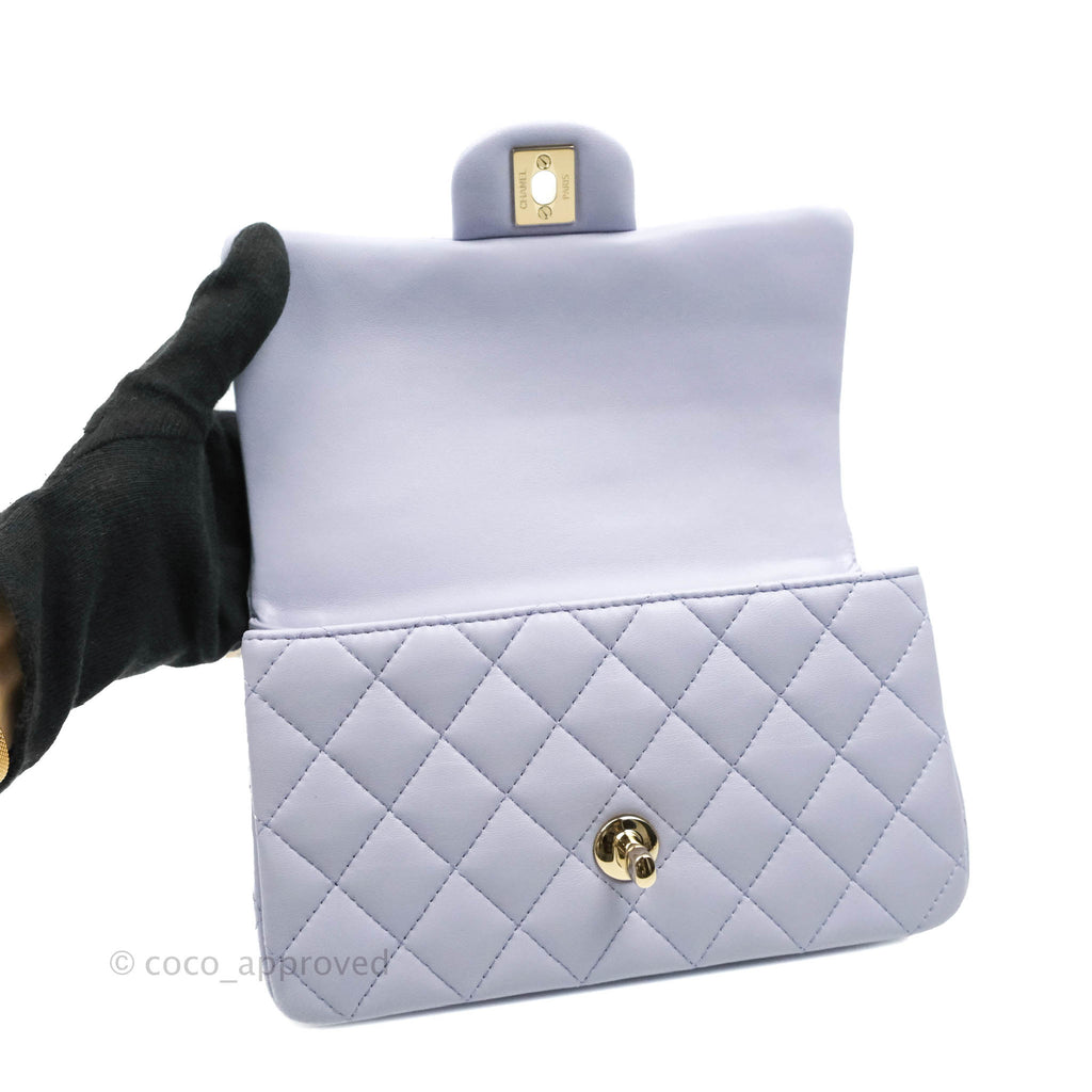 Chanel Top Handle Mini Rectangular Flap Bag Lilac Lambskin Gold Hardware