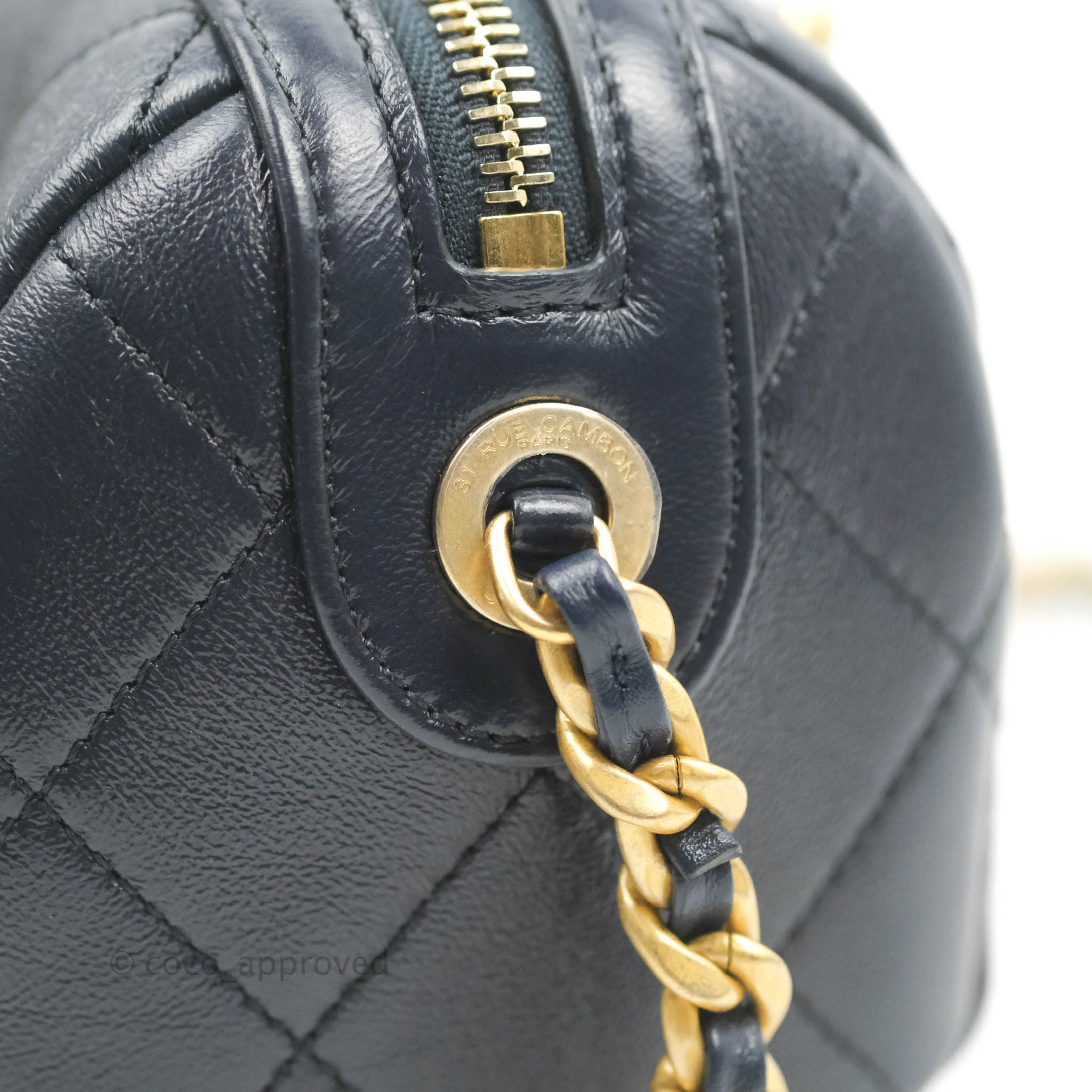 CHANEL Shiny Lambskin Quilted Small Fashion Therapy Bowling Bag Black  581033