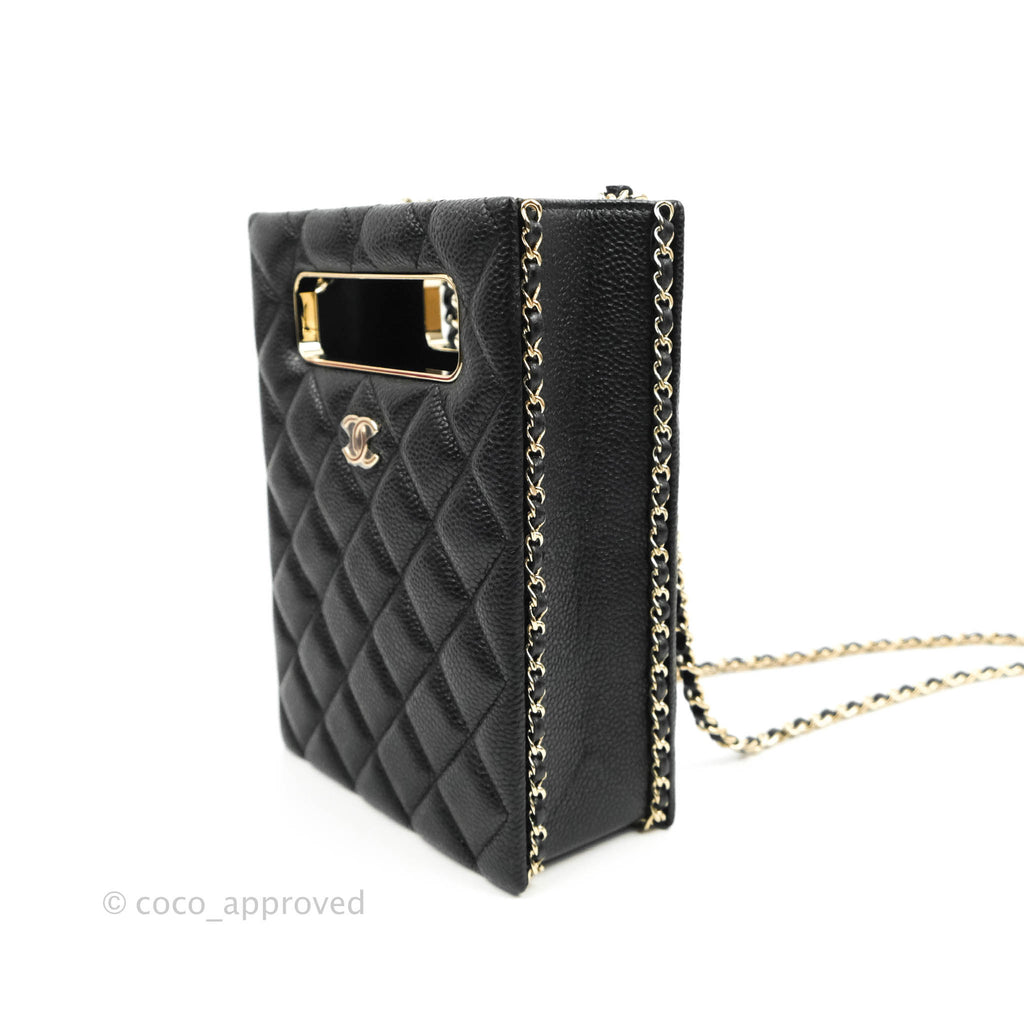 Chanel Evening Bag Grained Lambskin Black Gold Hardware 22SS