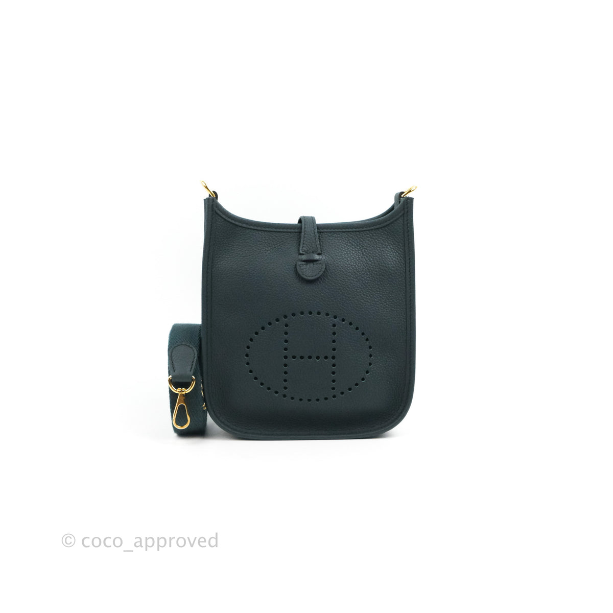 Hermès Mini Evelyne 16 Vert Rousseau/ Vert Cypress Clemence Gold Hardw ...