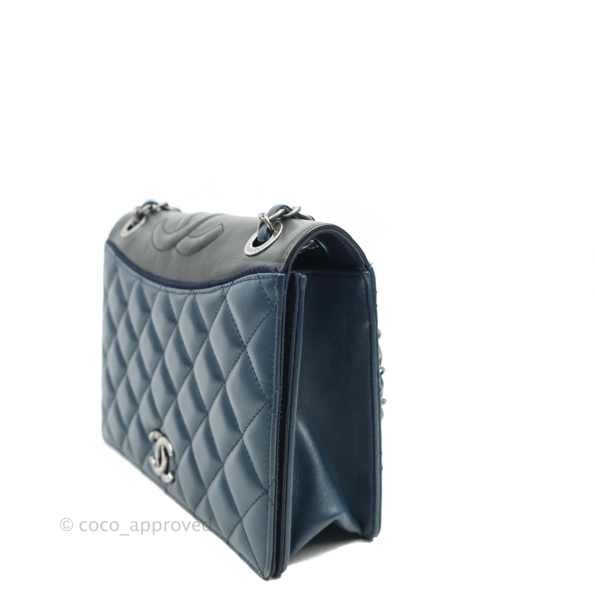 Chanel Quilted Ballerina Small Flap Bag Blue Black Ruthenium