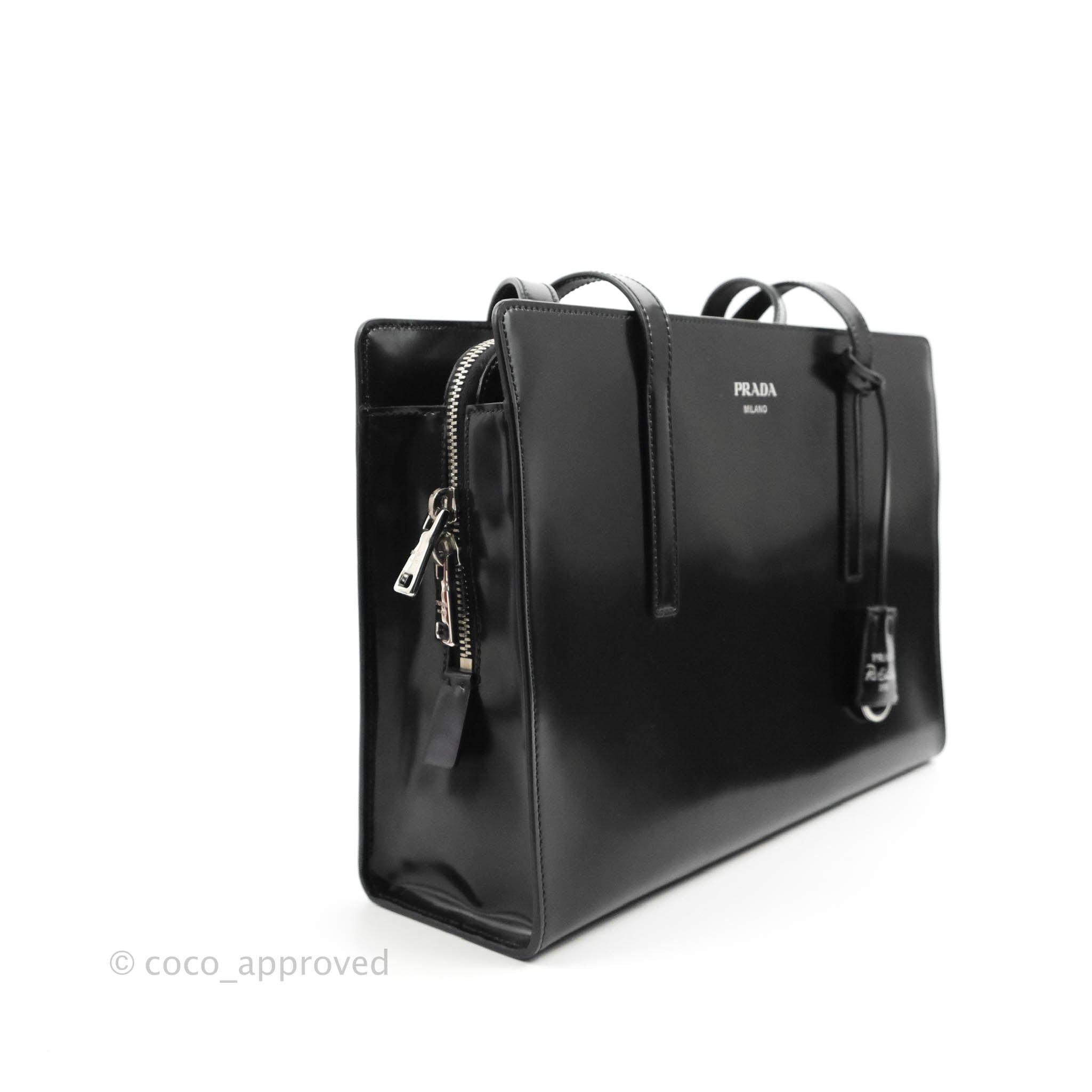 Sold at Auction: Prada Black Medium Saffiano Monochrome Tote Bag