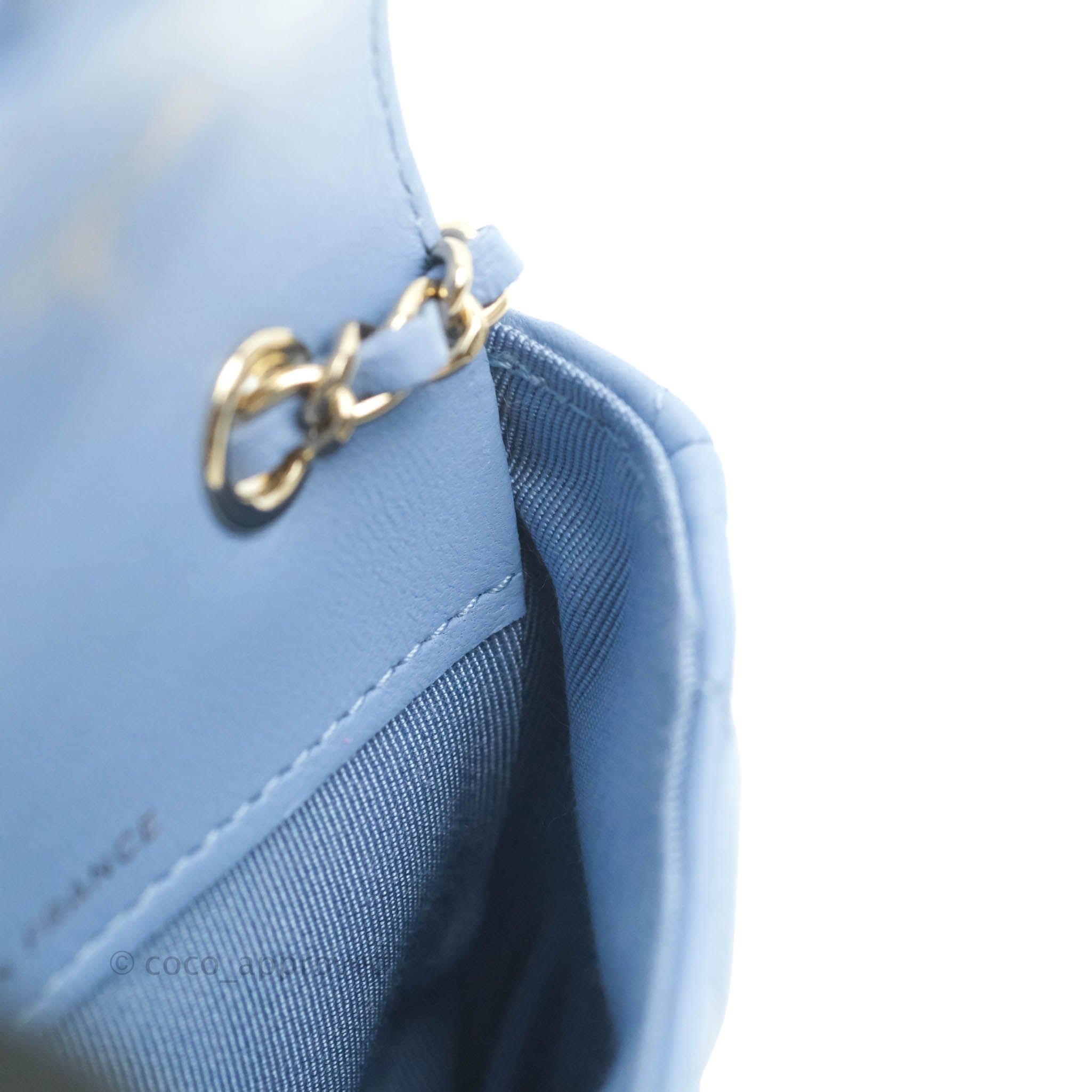 Chanel Mini Card Holder Chain Belt Bag Blue Lambskin Gold Hardware – Coco  Approved Studio