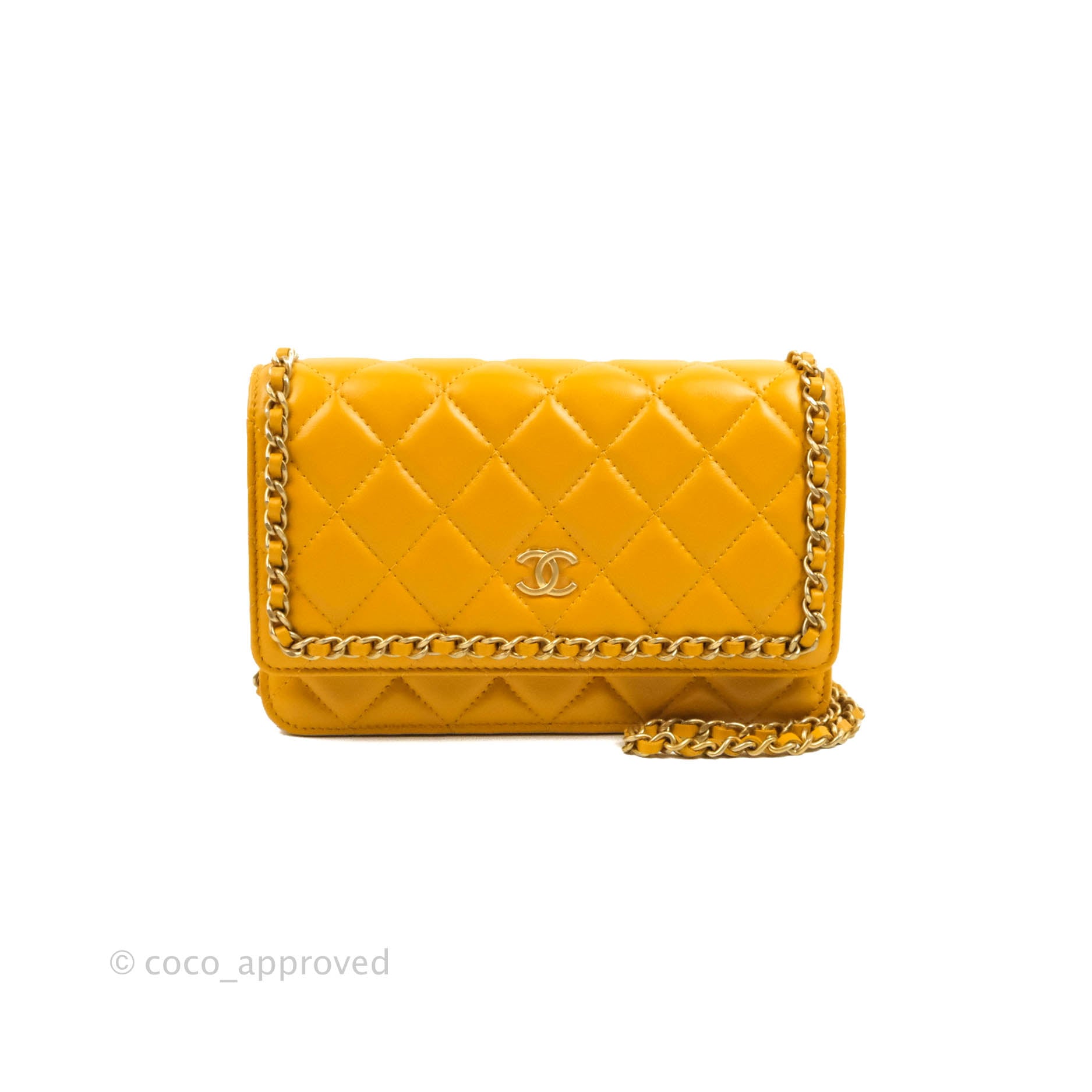 Chanel Wallet on Chain WOC Yellow Caviar Light Gold Hardware