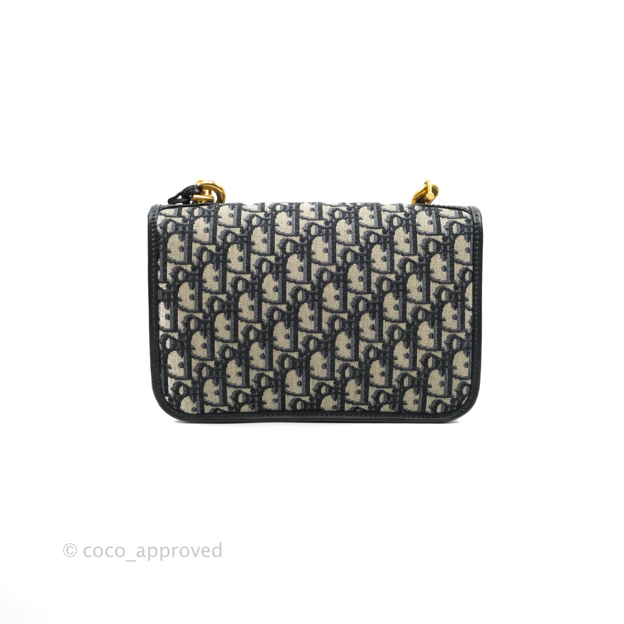 Christian Dior Oblique Small DiorAddict Flap Bag Navy Blue Aged Gold H –  Coco Approved Studio