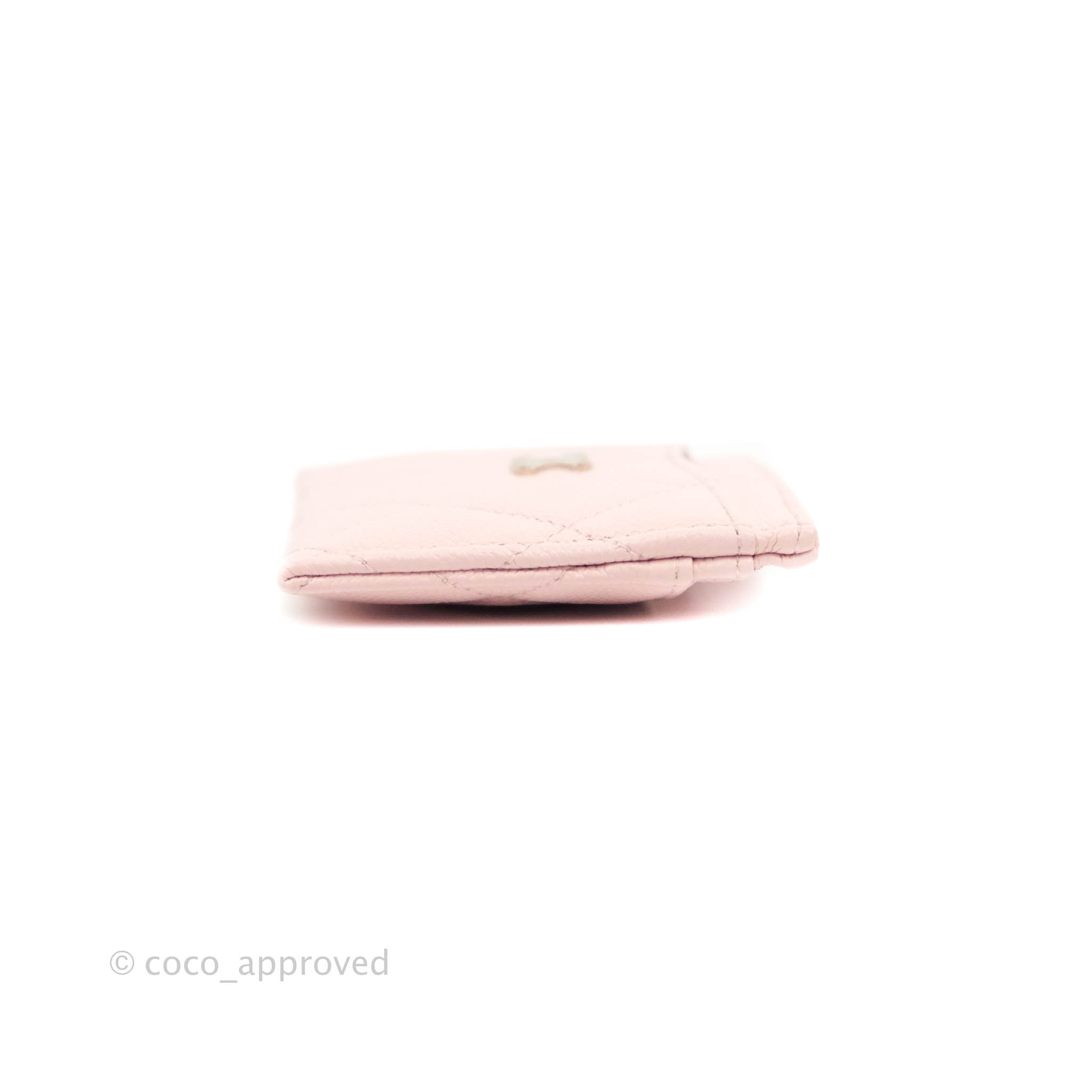 CHANEL 22P Light Pink Caviar Snap Card Holder Light Gold Hardware