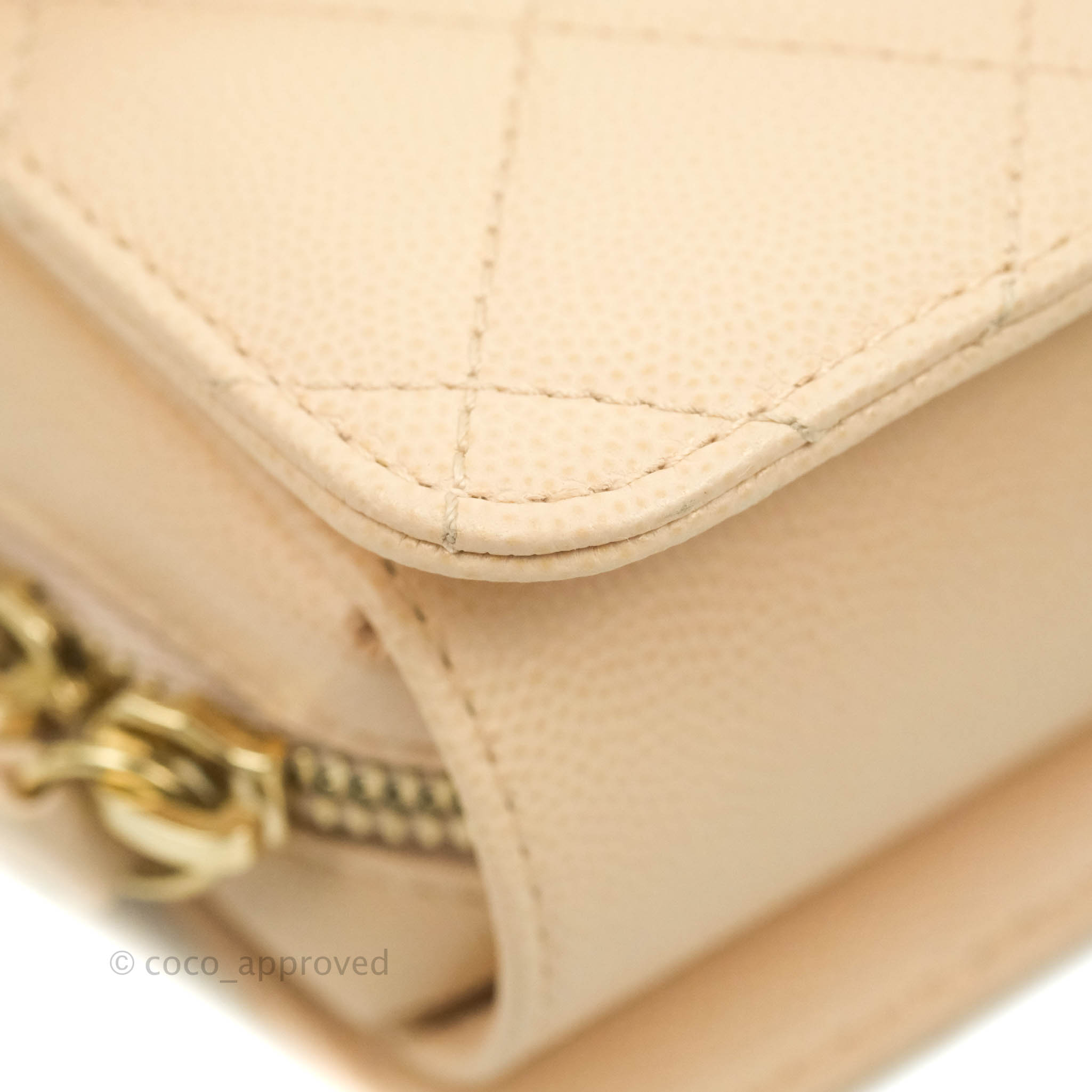 Chanel Quilted Small Like The Wallet Flap Light Beige Caviar Light