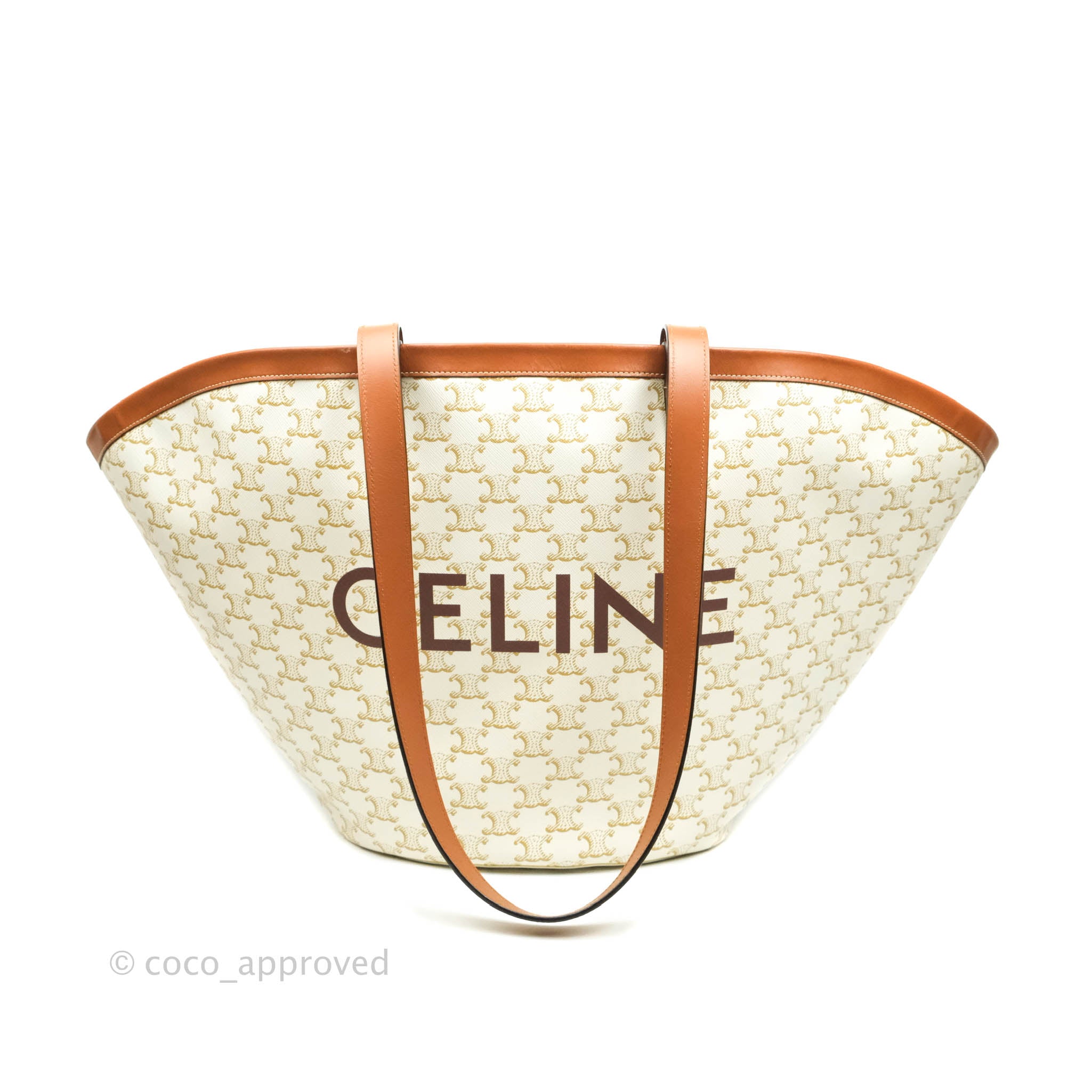 Celine Bucket Bag Small Triomphe White in Coated Canvas/Calfskin