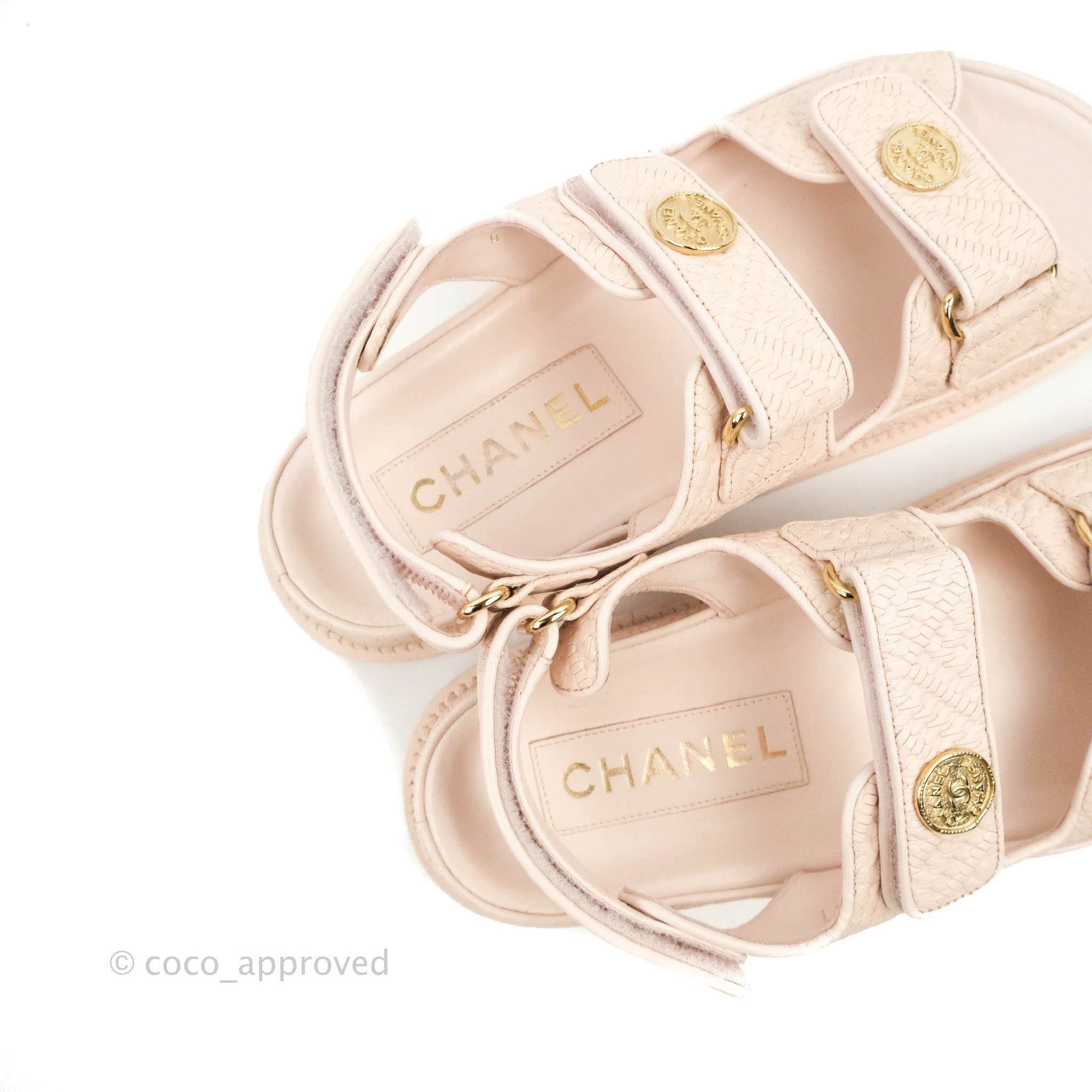 Chanel Dad Sandals Medallion Light Pink Size 37 – Coco Approved Studio