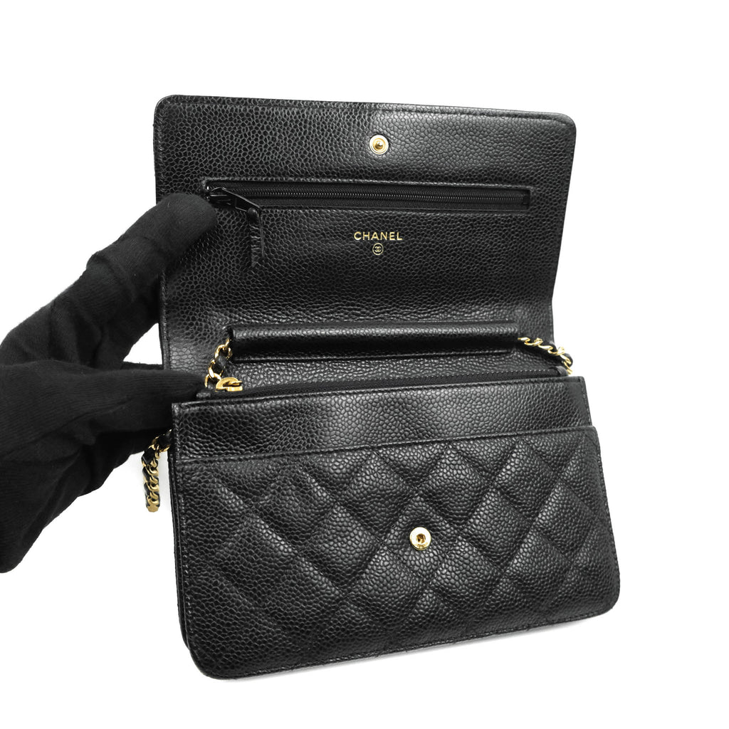 Chanel Quilted Wallet on Chain WOC Black Caviar Gold Hardware